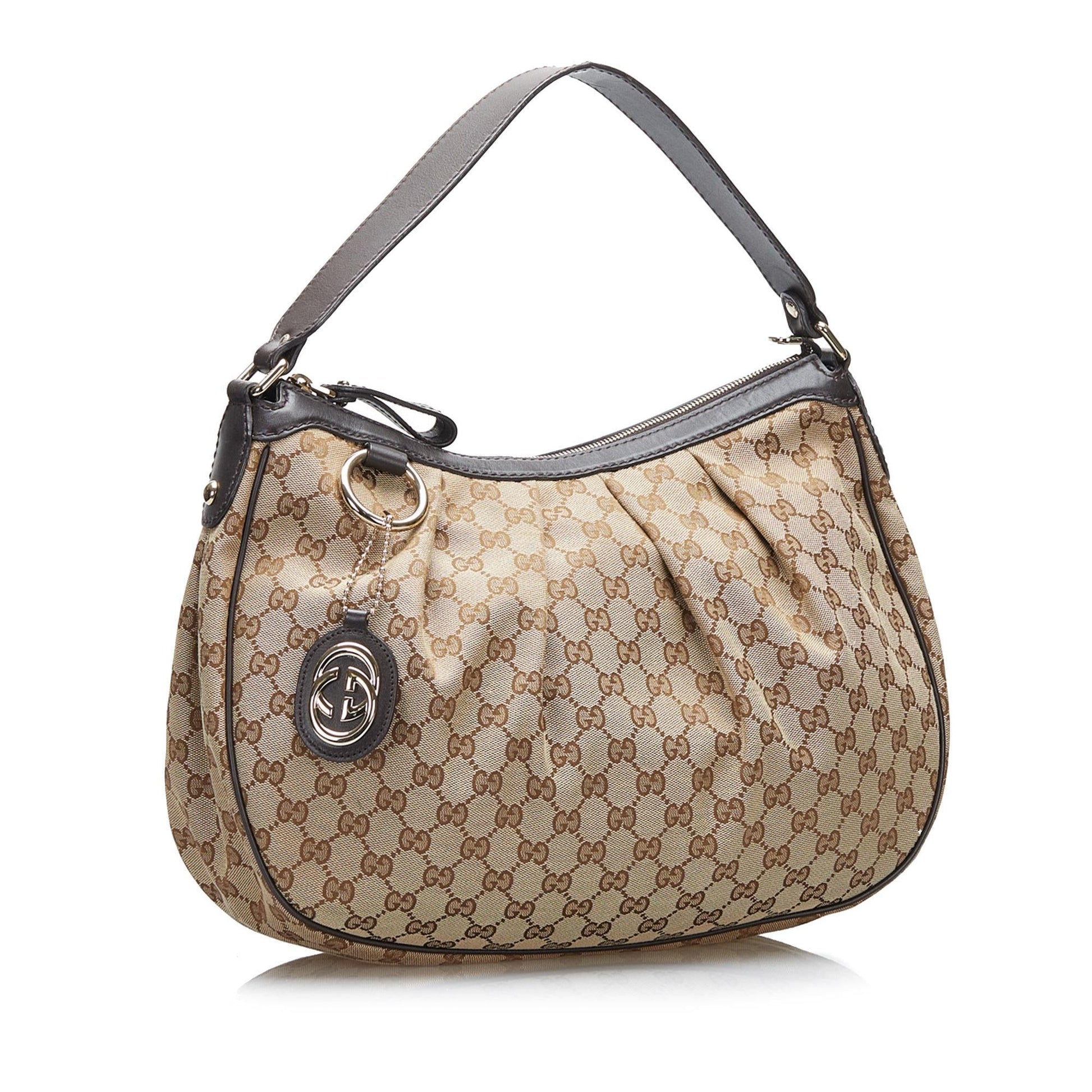 Gucci GG Sukey SHG-PeWYIq Canvas Calf Brown Shoulder Bag