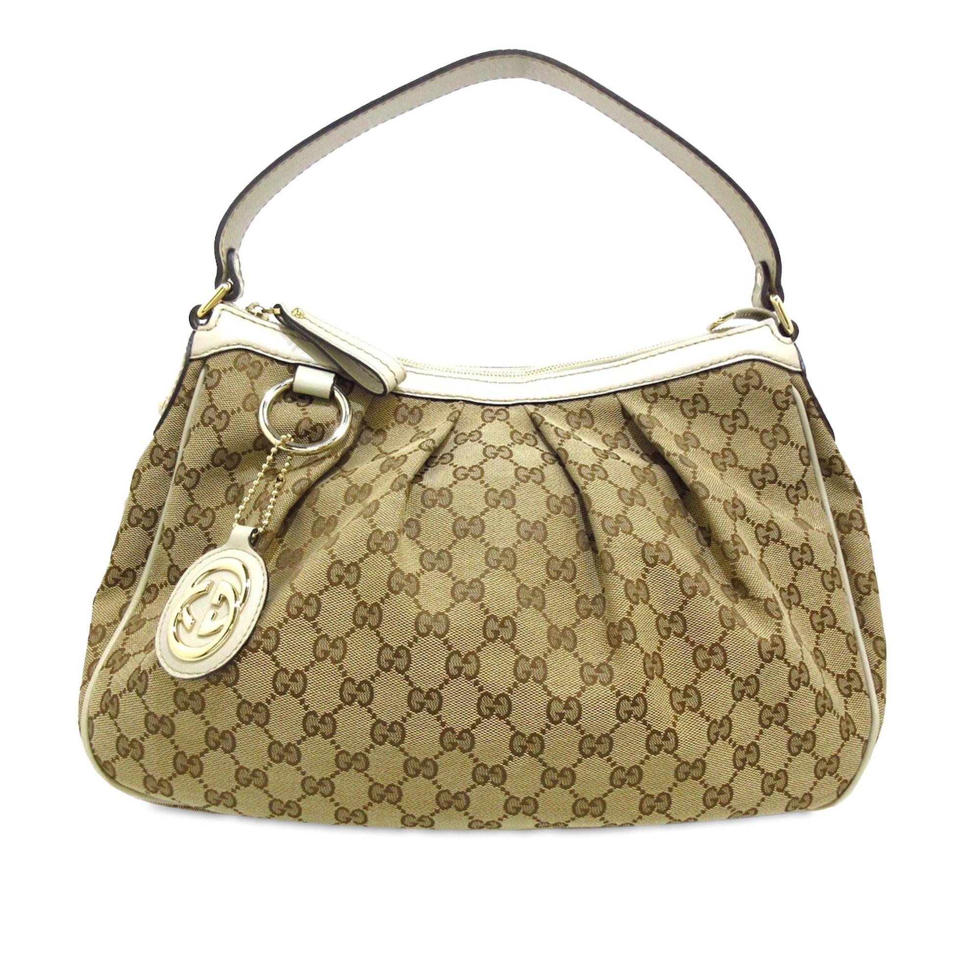 Gucci GG Sukey SHG-BEWwh3 Canvas Calf White Brown Shoulder Bag