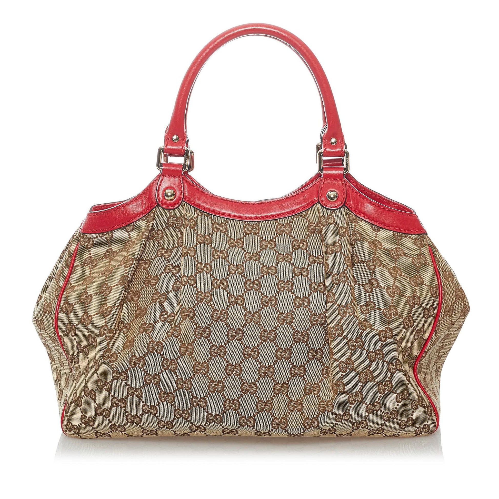 Gucci GG Sukey SHG Canvas Brown Red Tote Bag