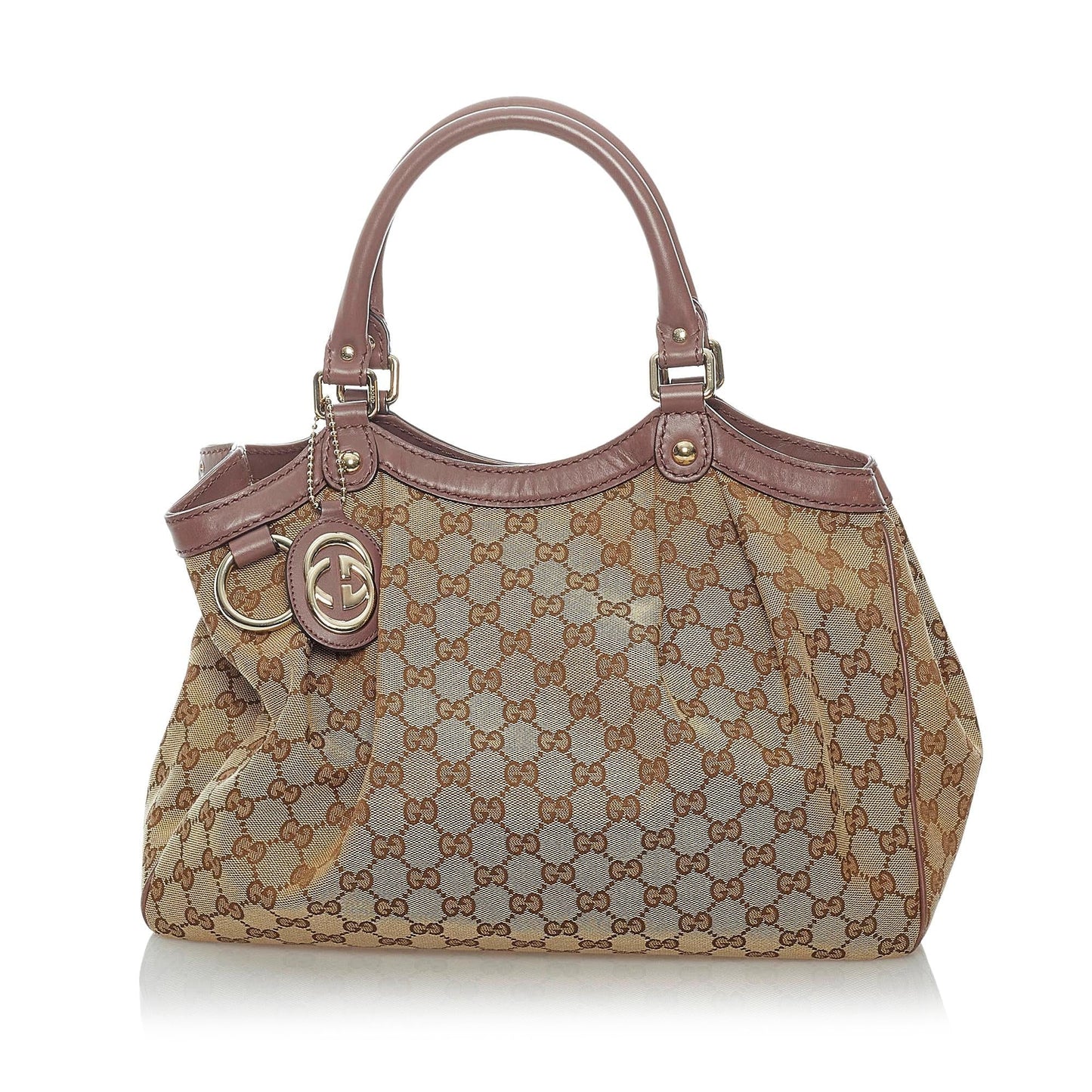 Gucci GG Sukey SHG Canvas Brown Grey Tote Bag