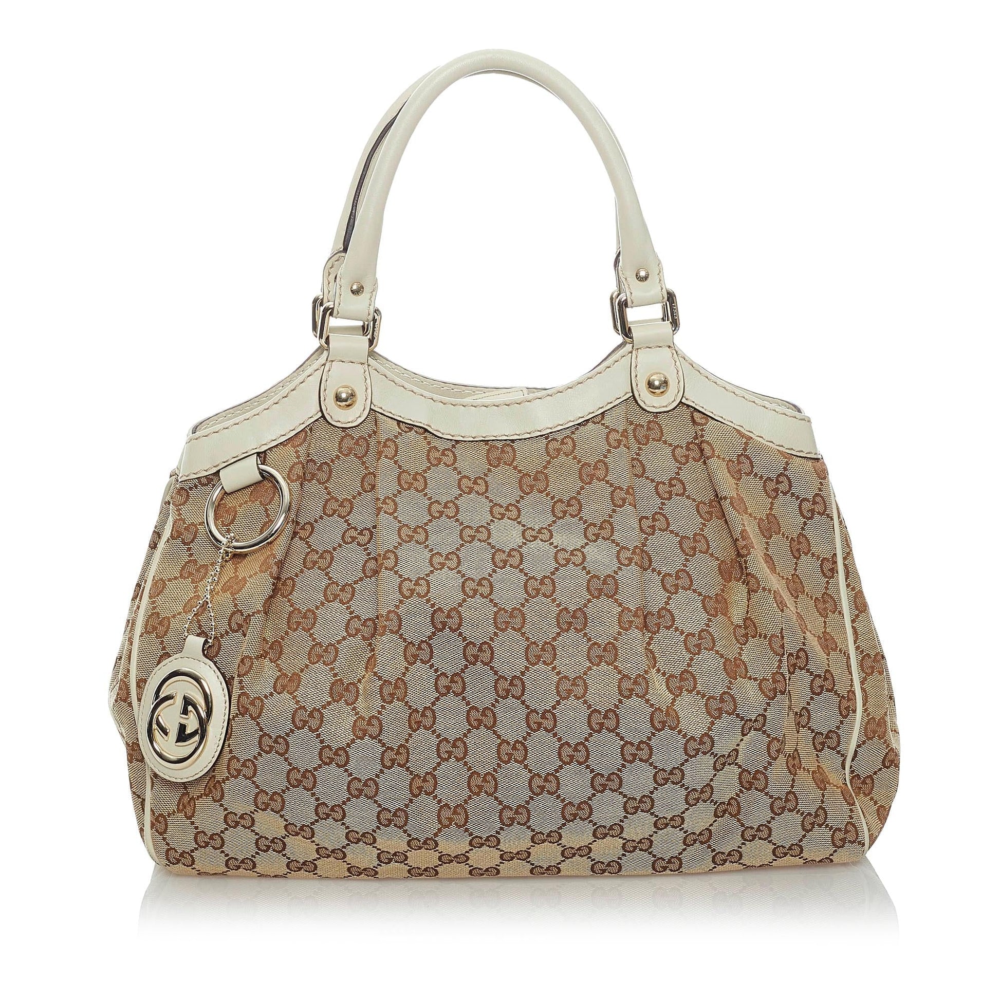 Gucci GG Sukey SHG Canvas White Brown Tote Bag 8
