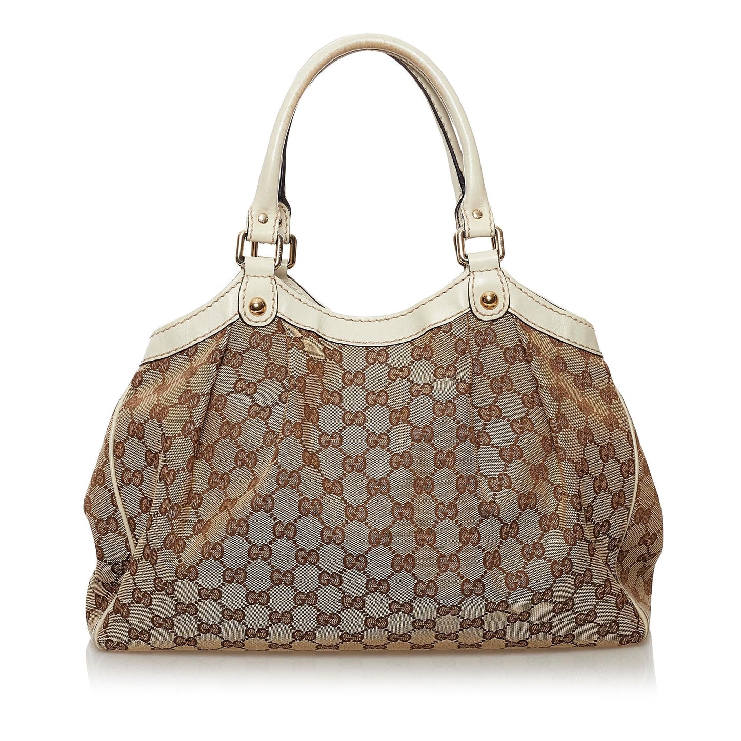 Gucci GG Sukey SHG Canvas White Brown Tote Bag 9