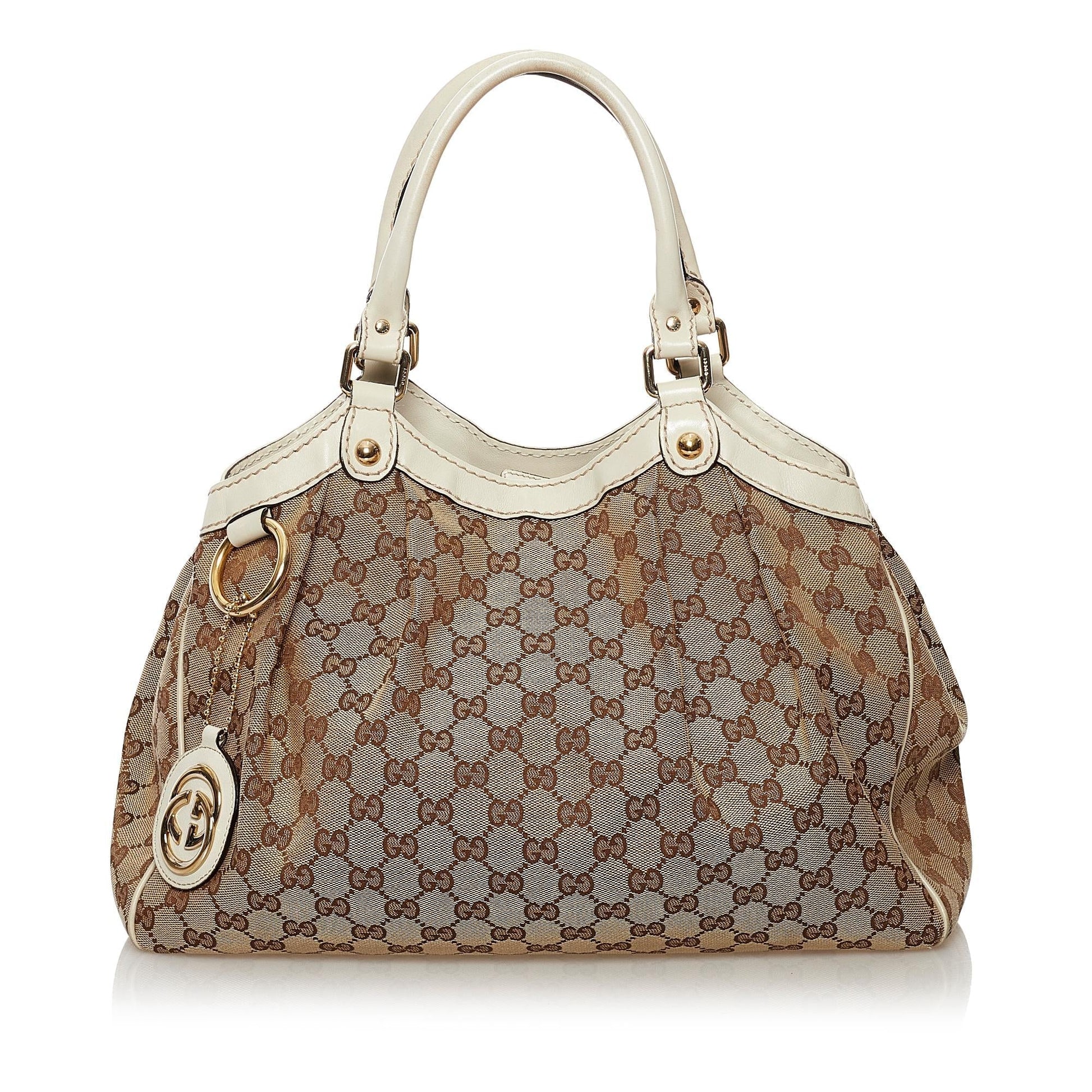 Gucci GG Sukey SHG Canvas White Brown Tote Bag 9