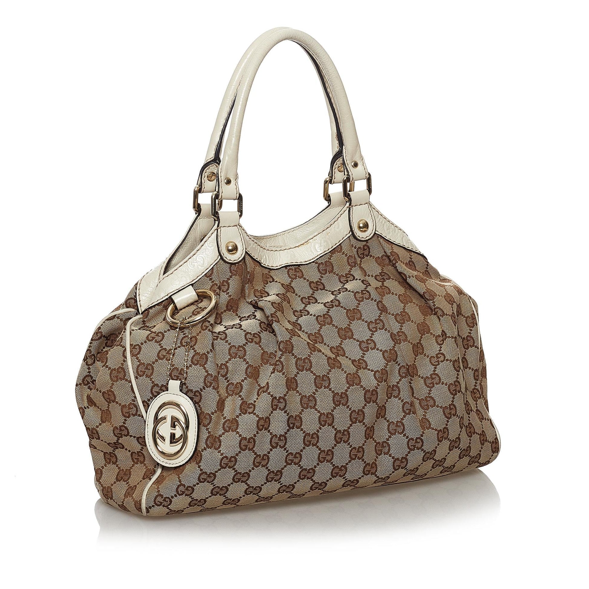 Gucci GG Sukey SHG Canvas White Brown Tote Bag 11