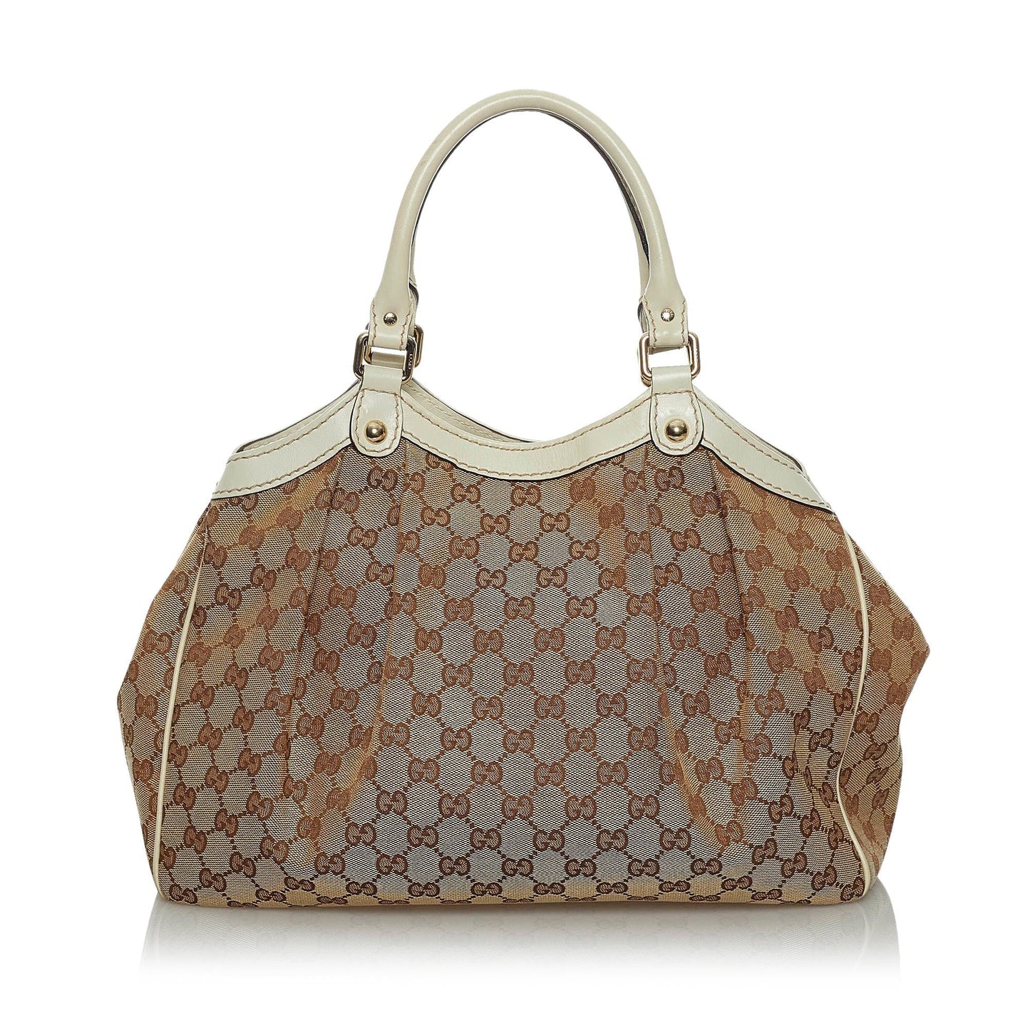 Gucci GG Sukey SHG Canvas White Brown Tote Bag 3