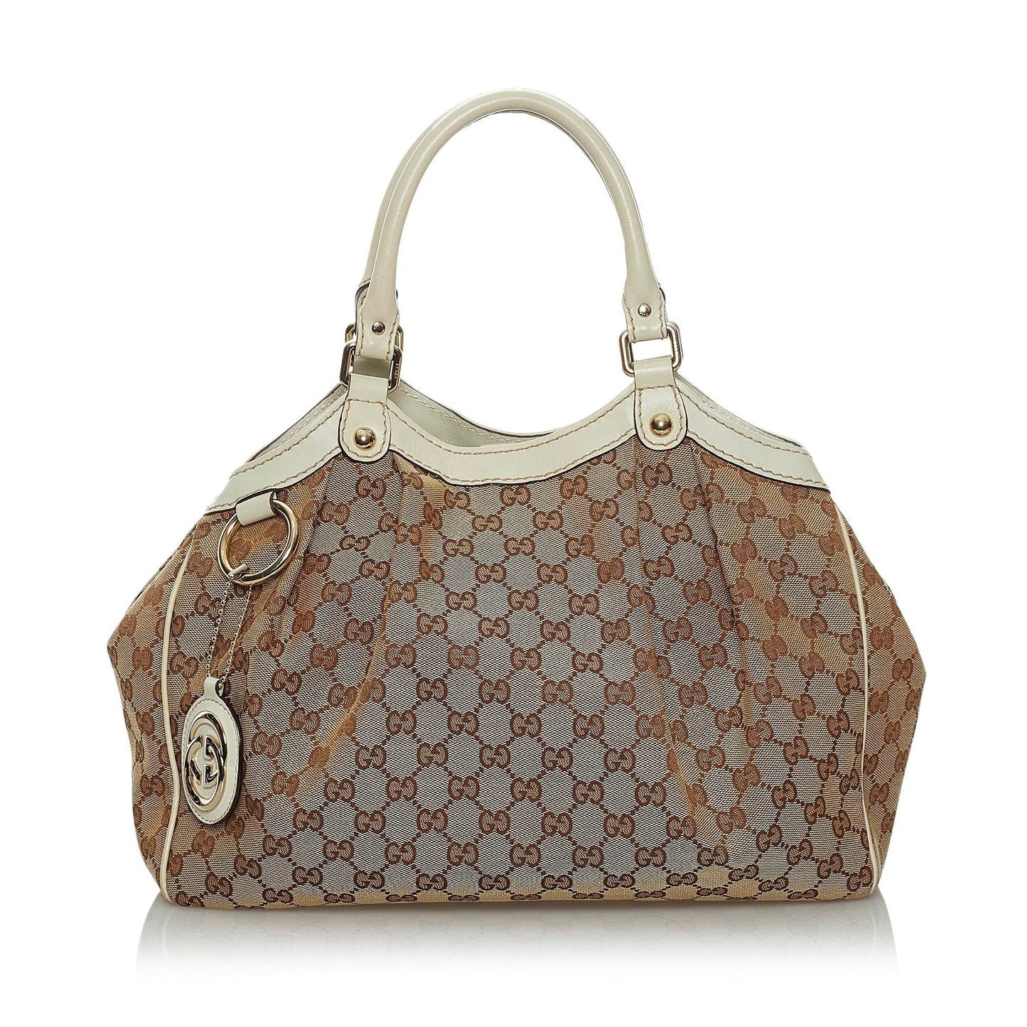 Gucci GG Sukey SHG Canvas White Brown Tote Bag 3