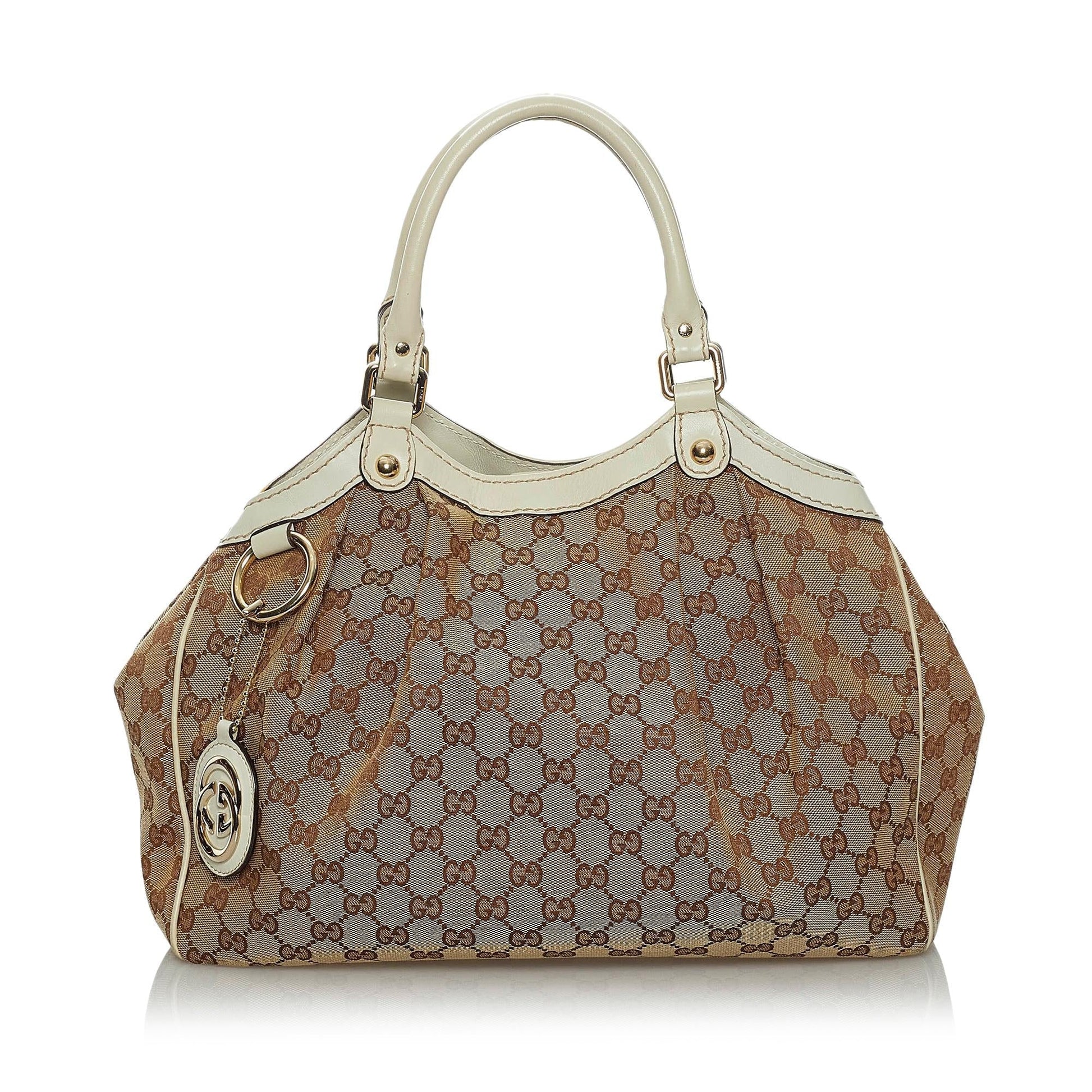Gucci GG Sukey SHG Canvas White Brown Tote Bag 3