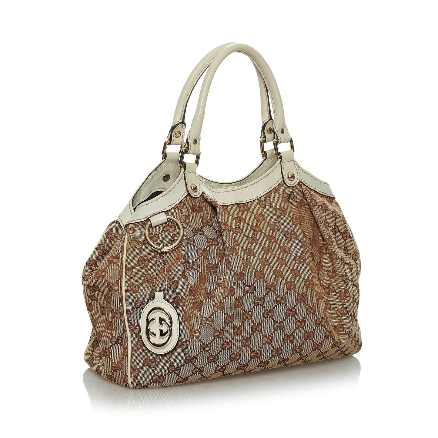 Gucci GG Sukey SHG Canvas White Brown Tote Bag 3