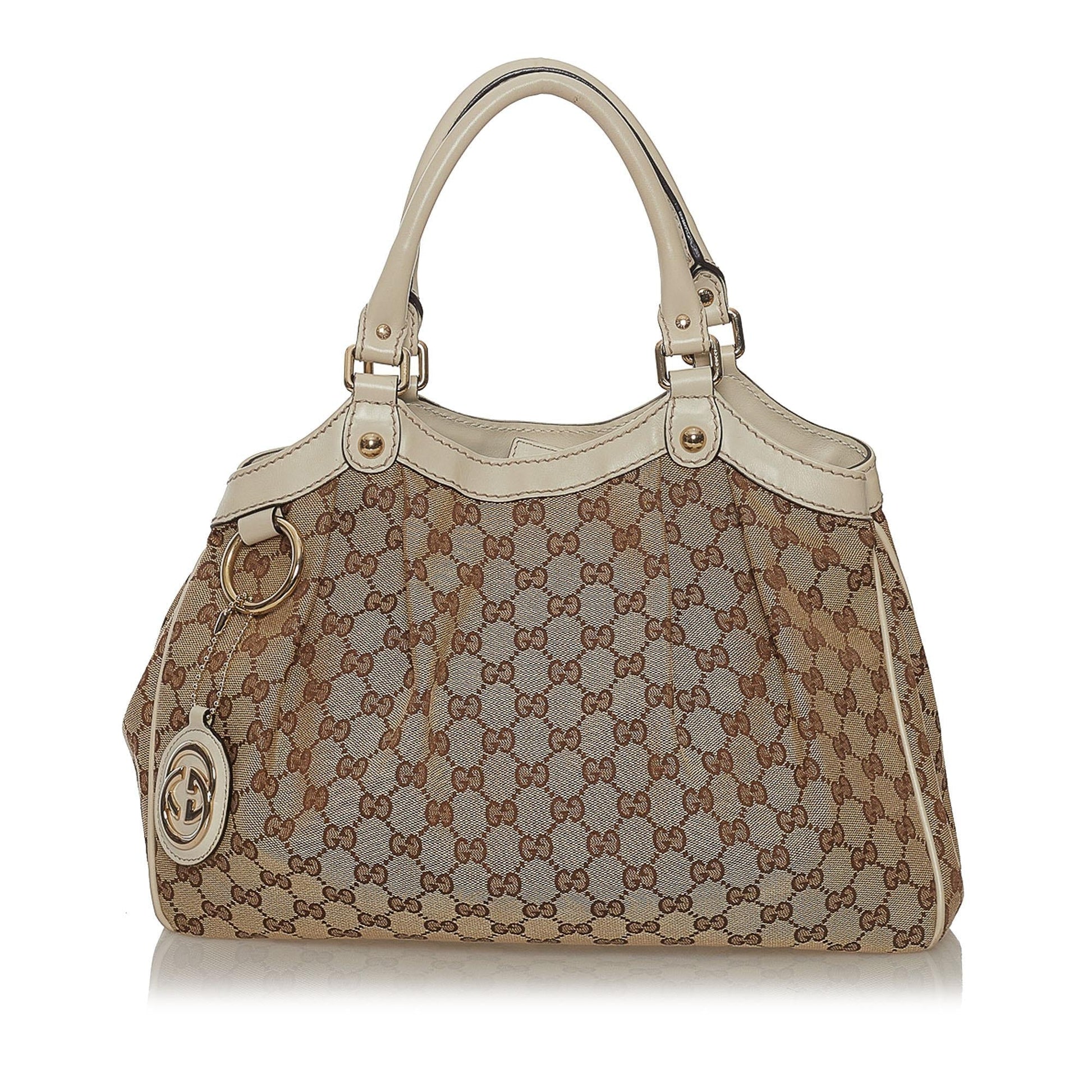 Gucci GG Sukey SHG Canvas White Brown Tote Bag 4