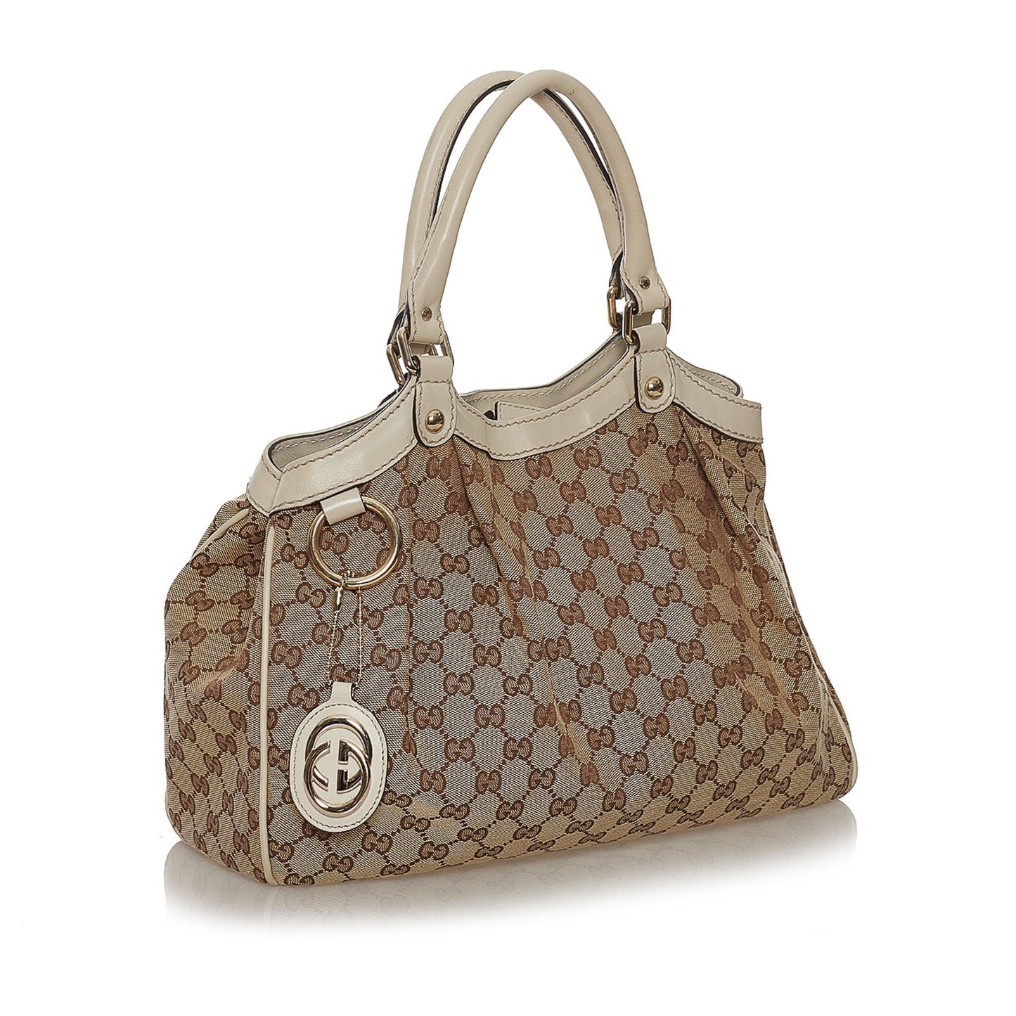 Gucci GG Sukey SHG Canvas White Brown Tote Bag 4