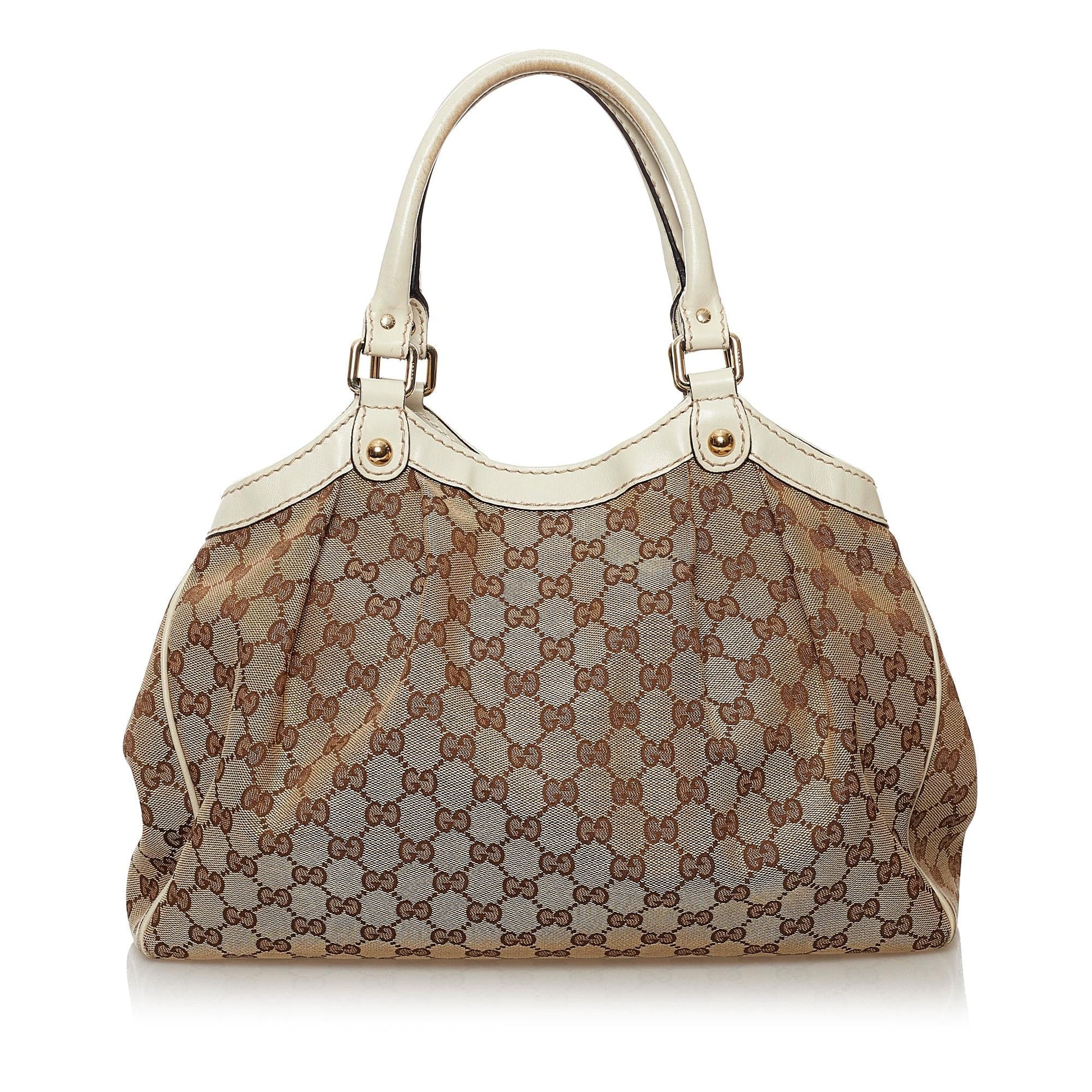 Gucci GG Sukey SHG Canvas White Brown Tote Bag 5