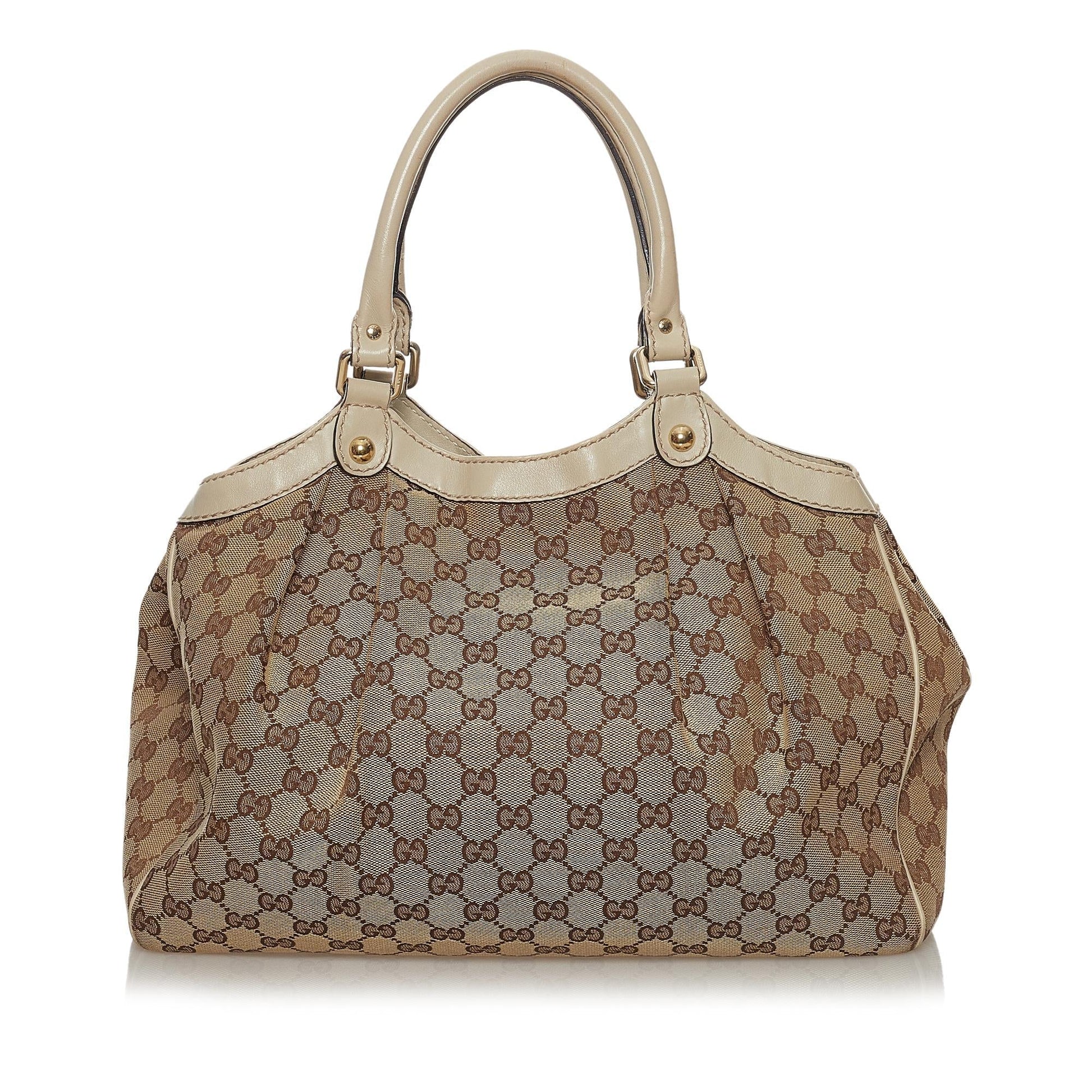 Gucci GG Sukey SHG Canvas White Brown Tote Bag 6
