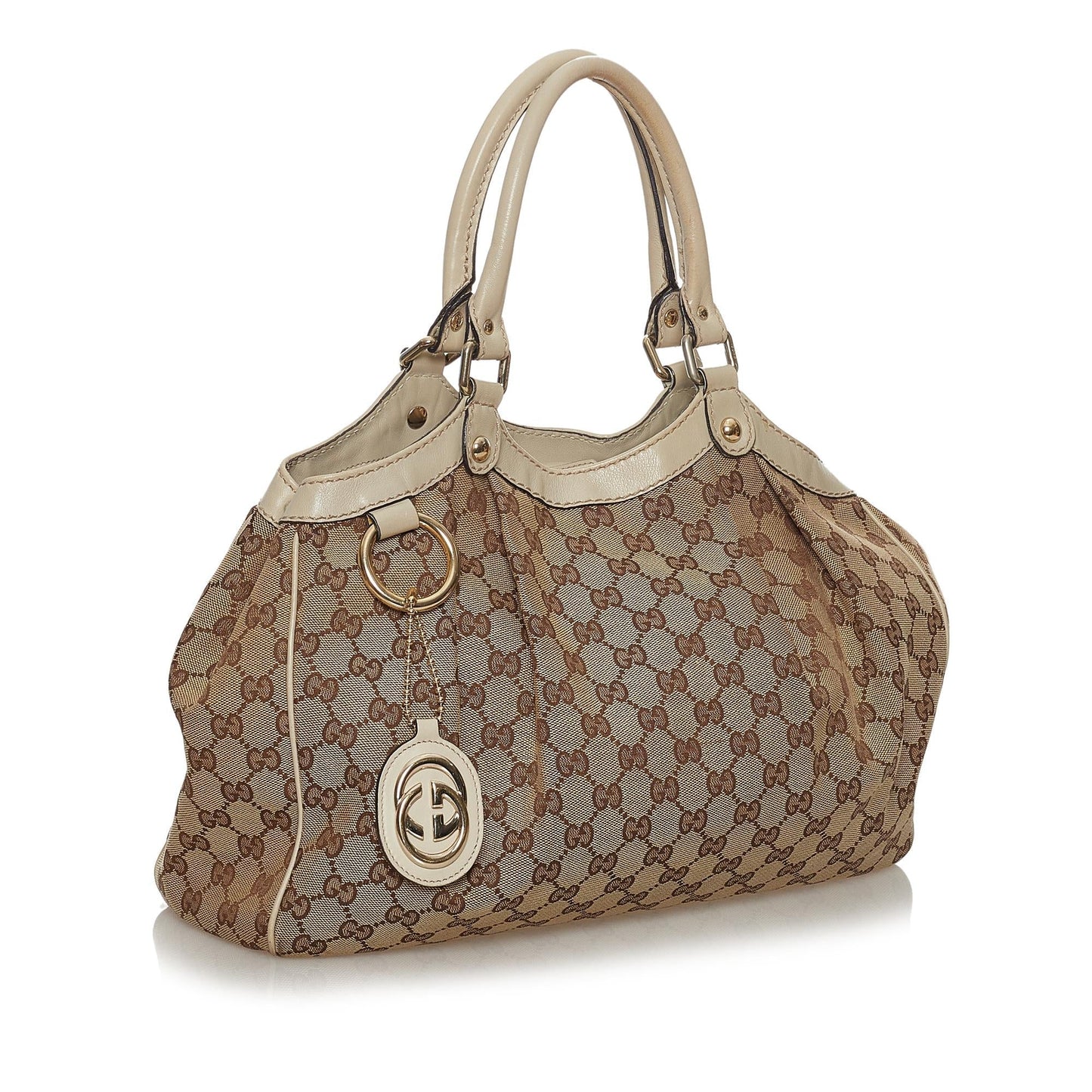 Gucci GG Sukey SHG Canvas White Brown Tote Bag 6
