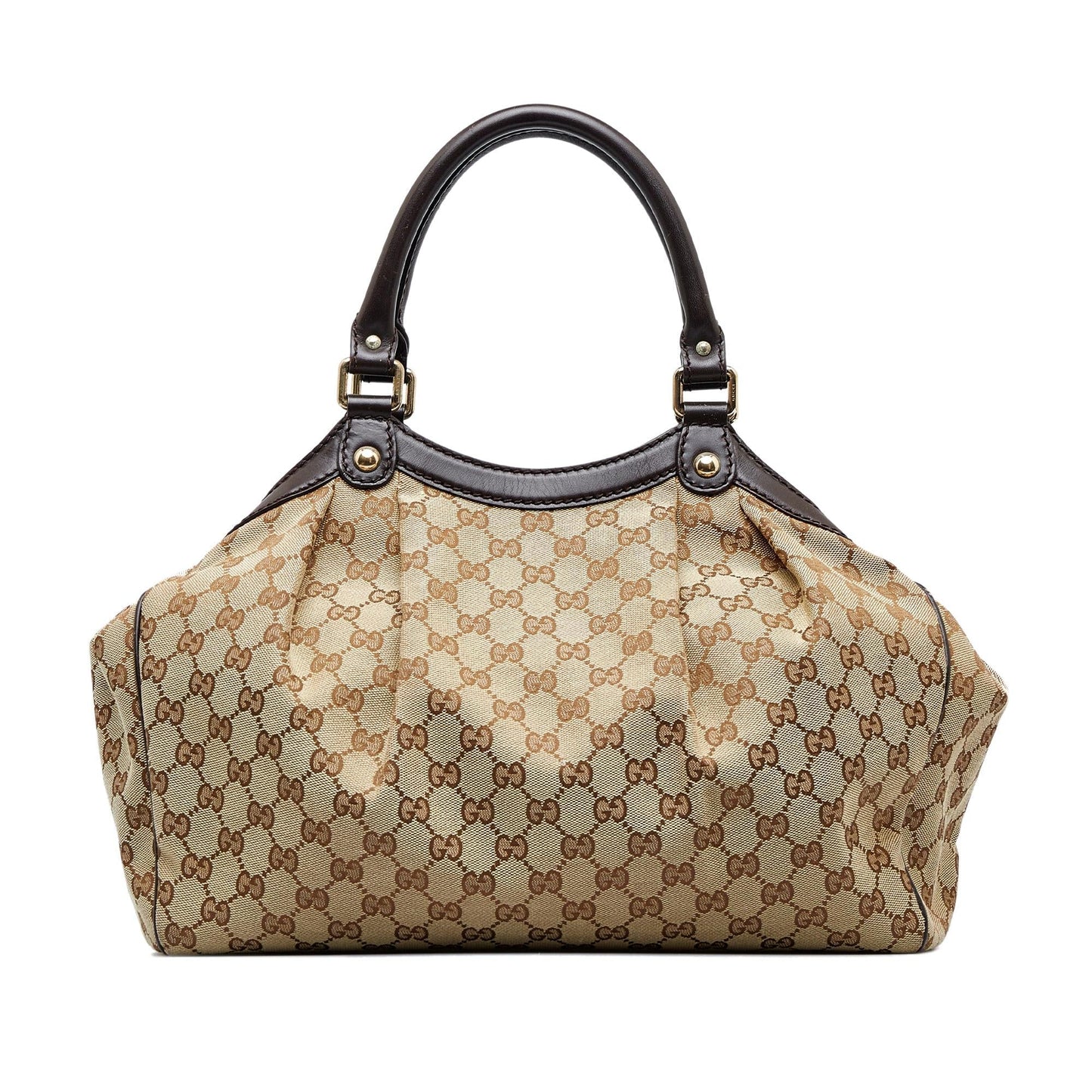 Gucci GG Sukey SHG-9kpI7i Canvas Calf Brown Tote Bag