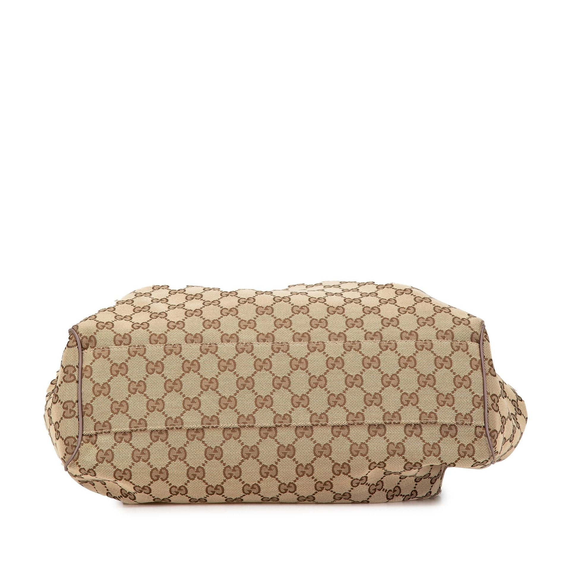 Gucci GG Sukey Canvas Calf Brown Tote Bag Shg Iquobb