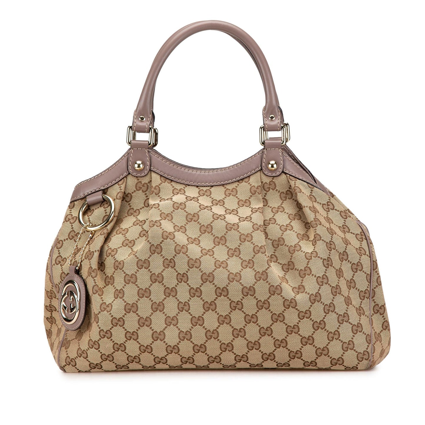 Gucci GG Sukey Canvas Calf Brown Tote Bag Shg Iquobb
