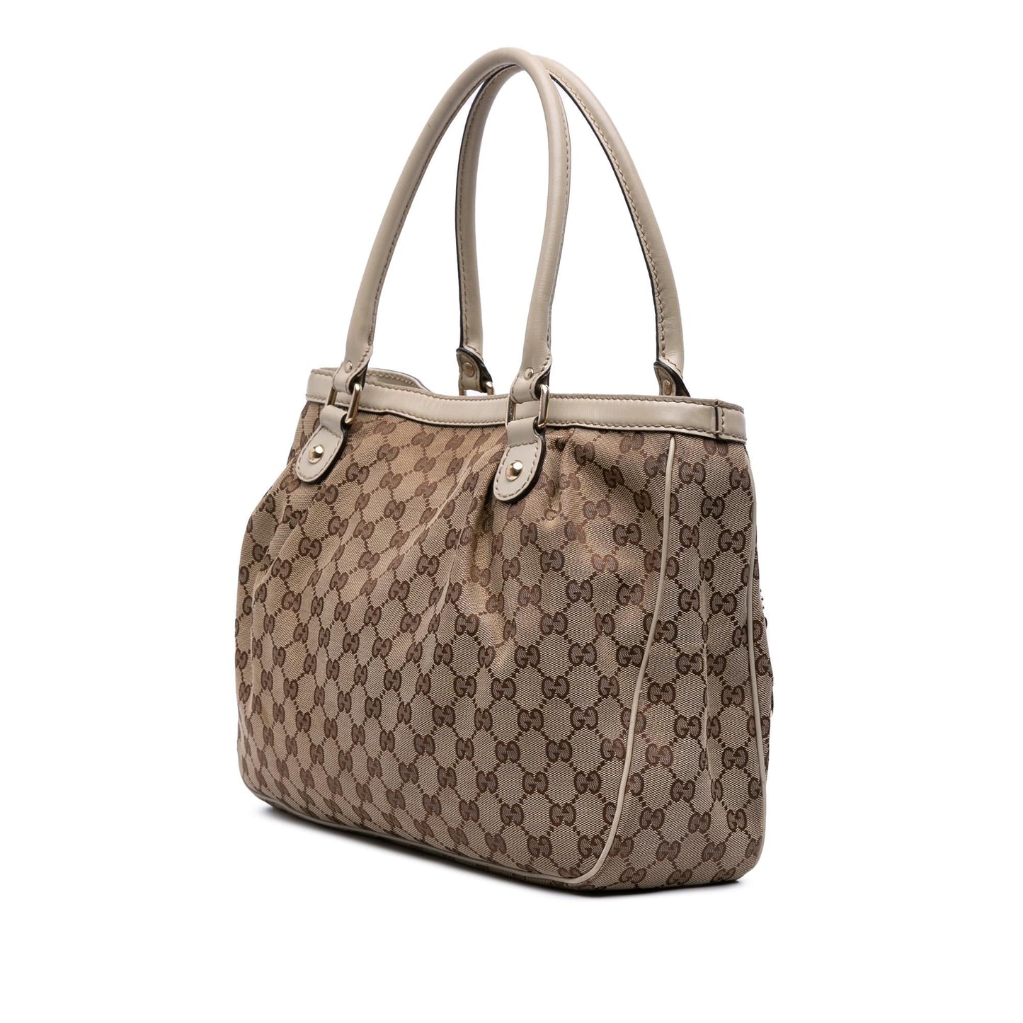Gucci GG Sukey Canvas Calf Brown Tote Bag