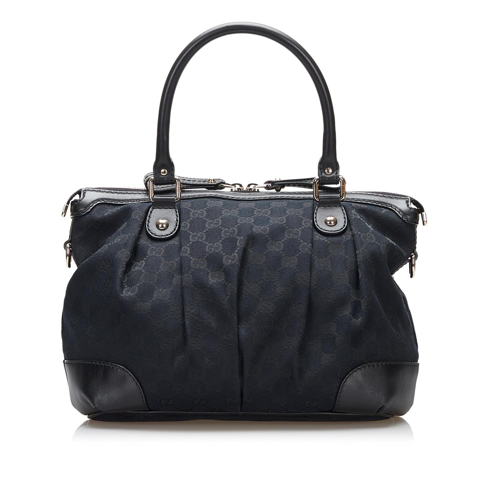 Gucci GG Sukey SHG Canvas Calf Black Satchel Bag