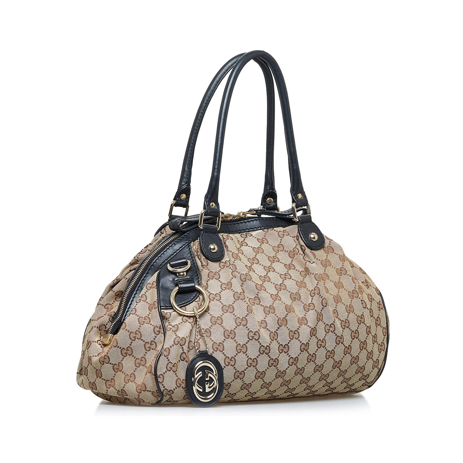 Gucci GG Sukey SHG-PkZOax Canvas Brown Satchel Bag