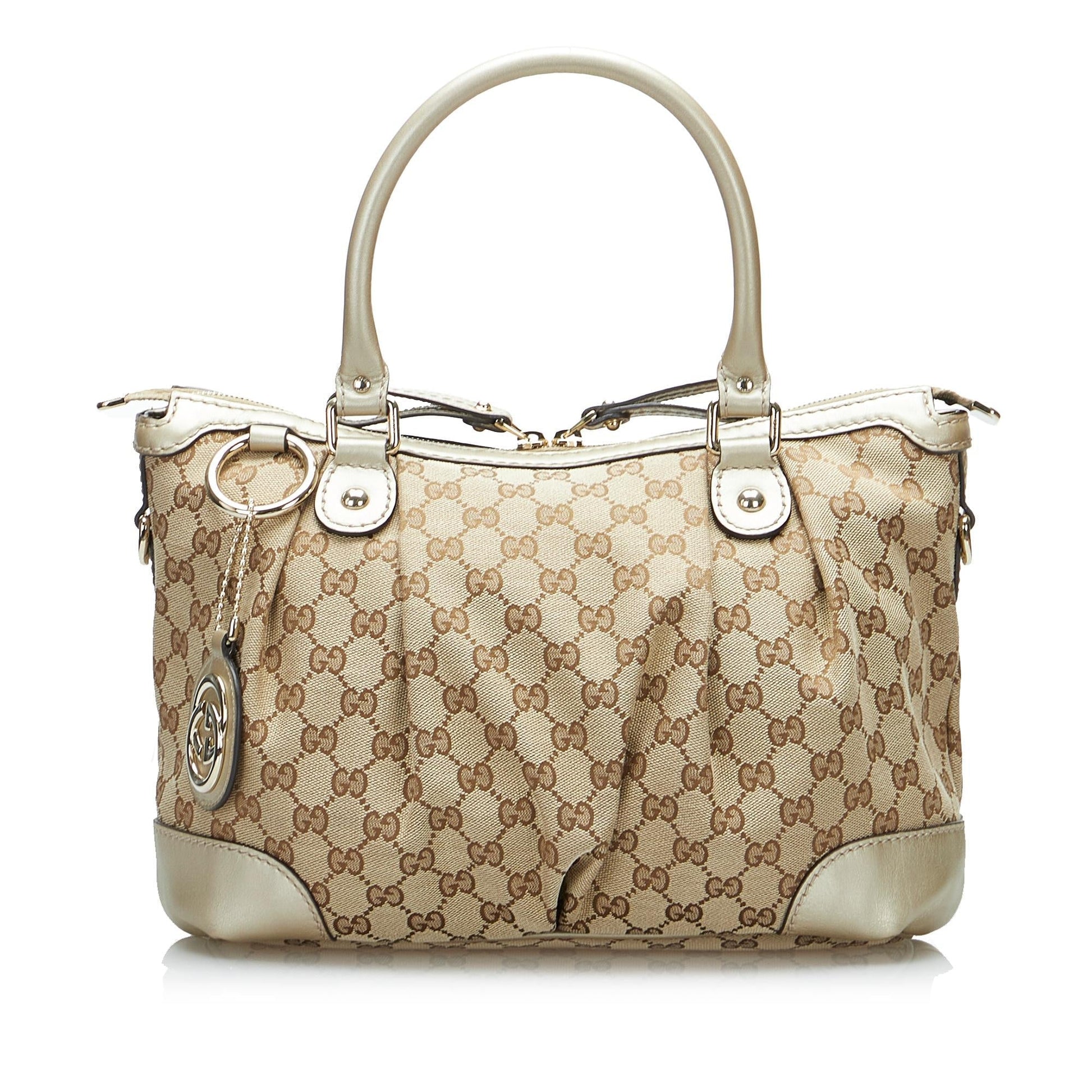 Gucci GG Sukey SHG-GlZ2Q6 Canvas Calf Brown Satchel Bag