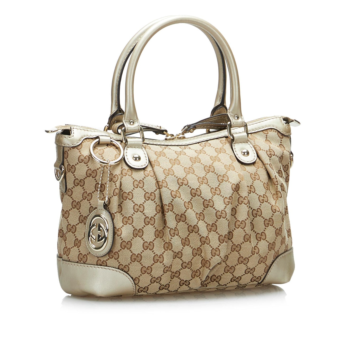 Gucci GG Sukey SHG-GlZ2Q6 Canvas Calf Brown Satchel Bag
