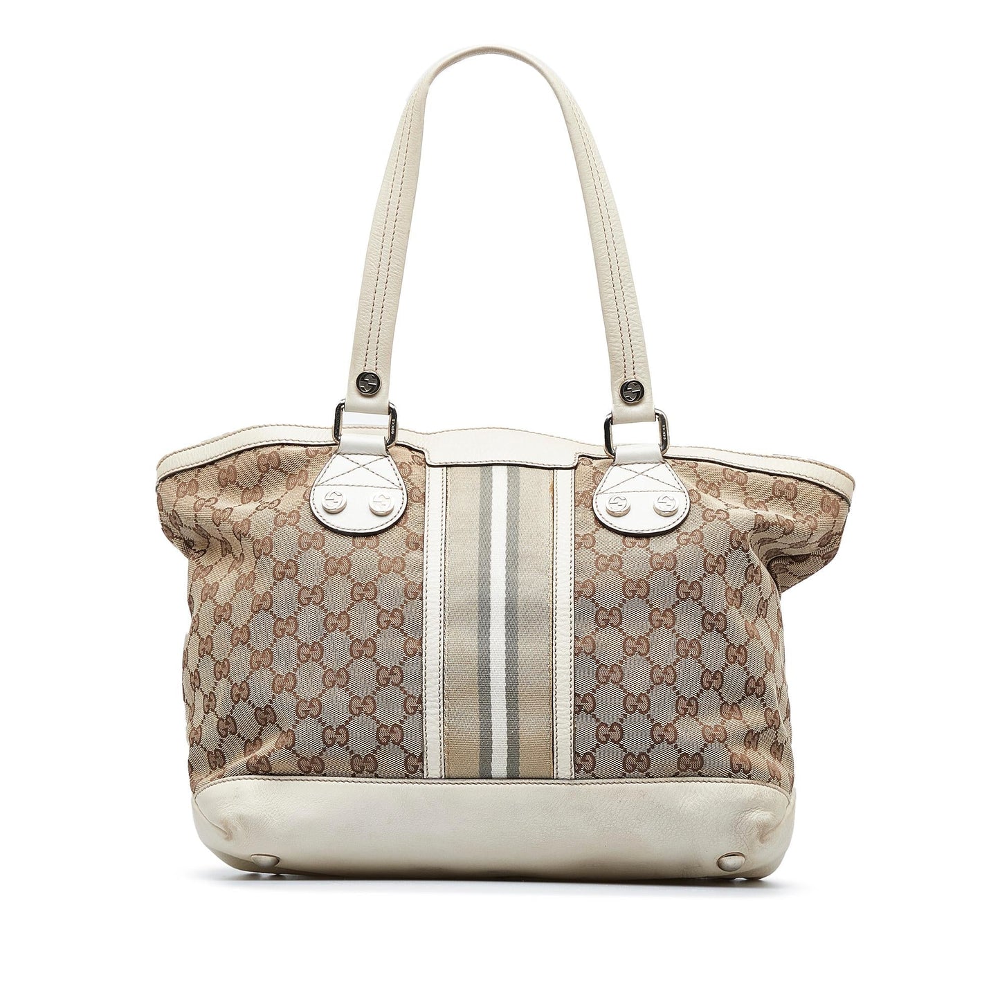 Gucci GG Sunset SHG-zwzHNl Canvas Calf White Brown Tote Bag