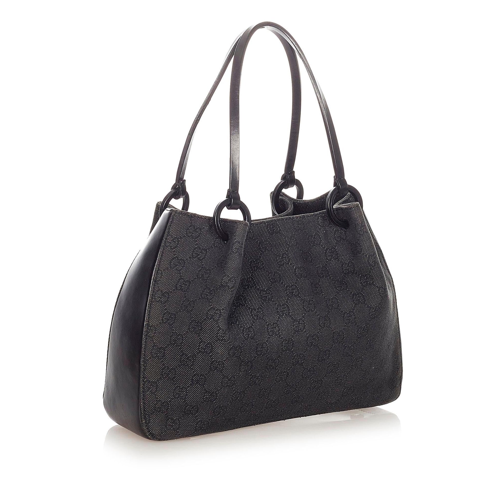 Gucci GG SHG Canvas Black Tote Bag 14