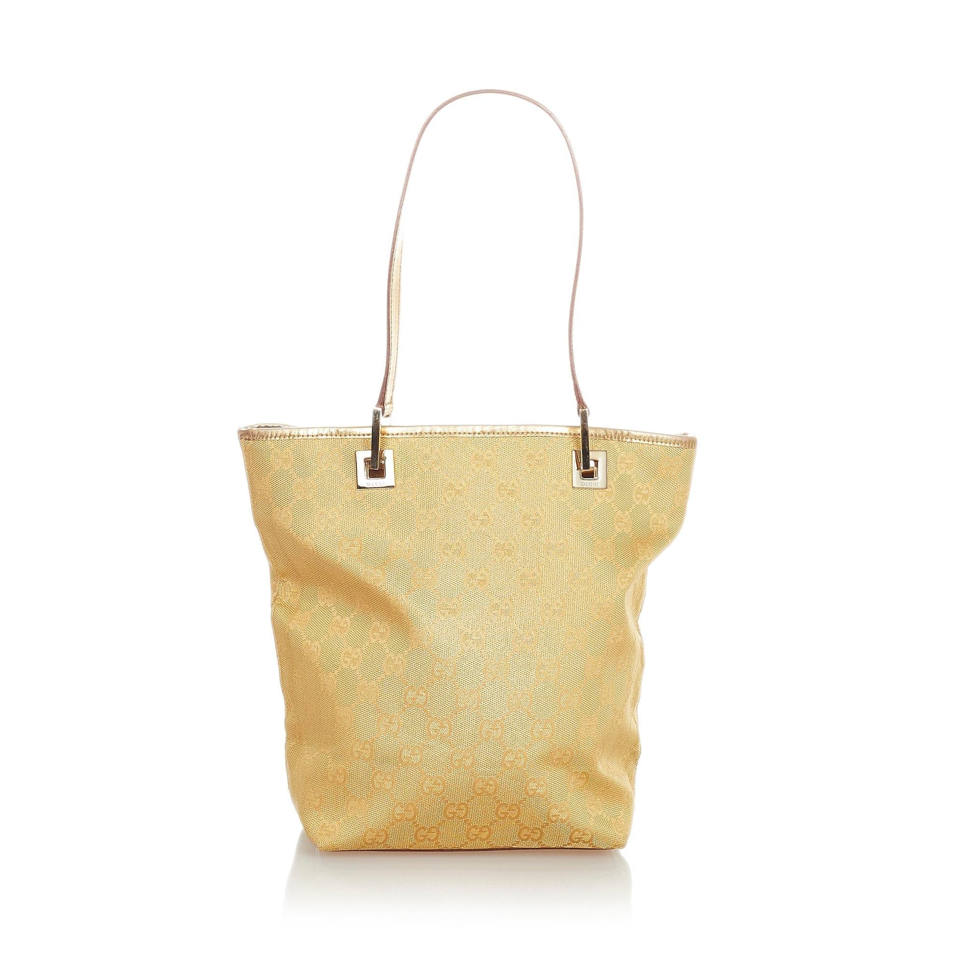 Gucci GG SHG Canvas Brown Gold Tote Bag