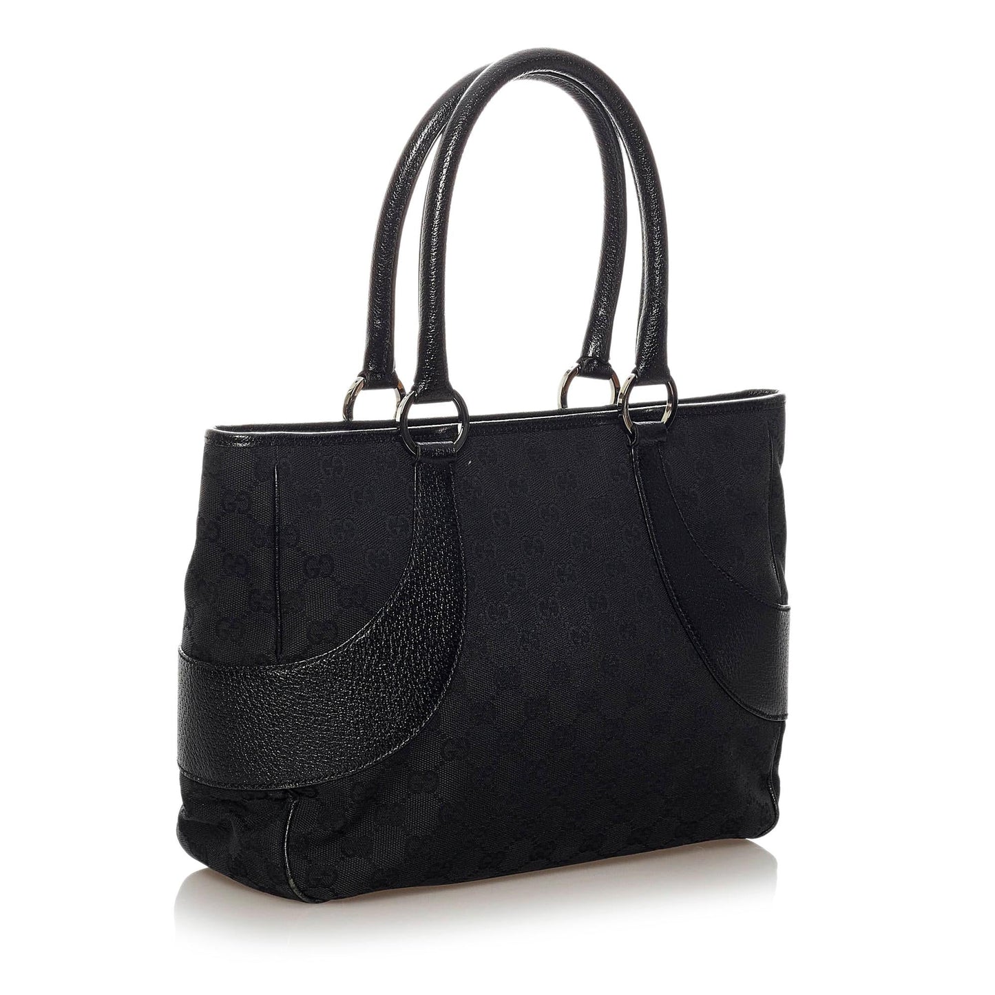 Gucci GG SHG Canvas Calf Black Tote Bag Bag Shg