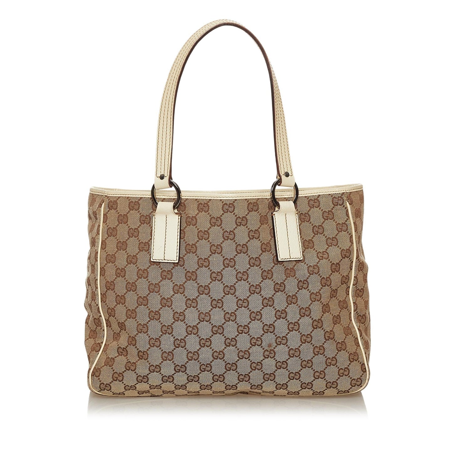 Gucci GG SHG Canvas White Brown Tote Bag