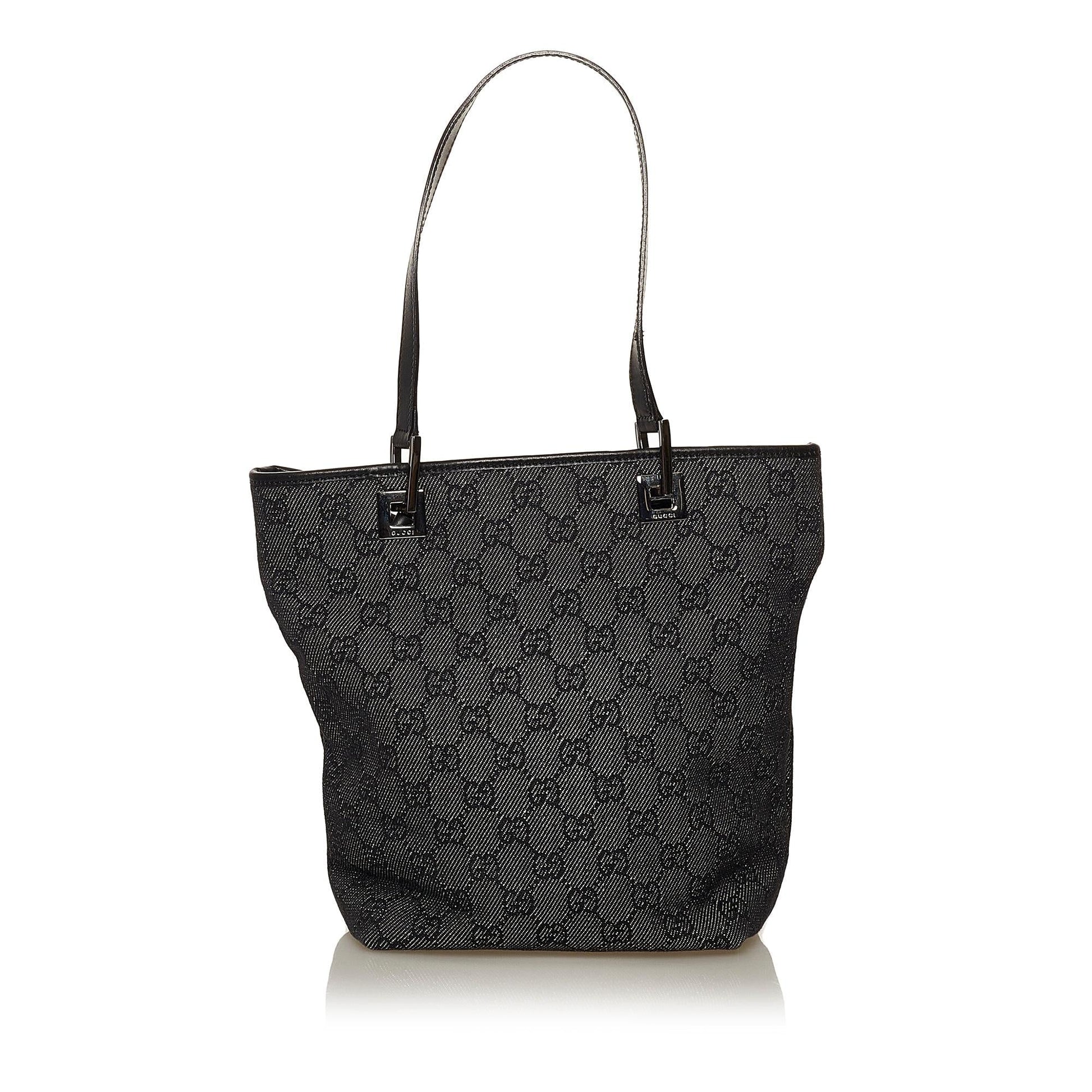Gucci GG SHG Canvas Black Grey Tote Bag
