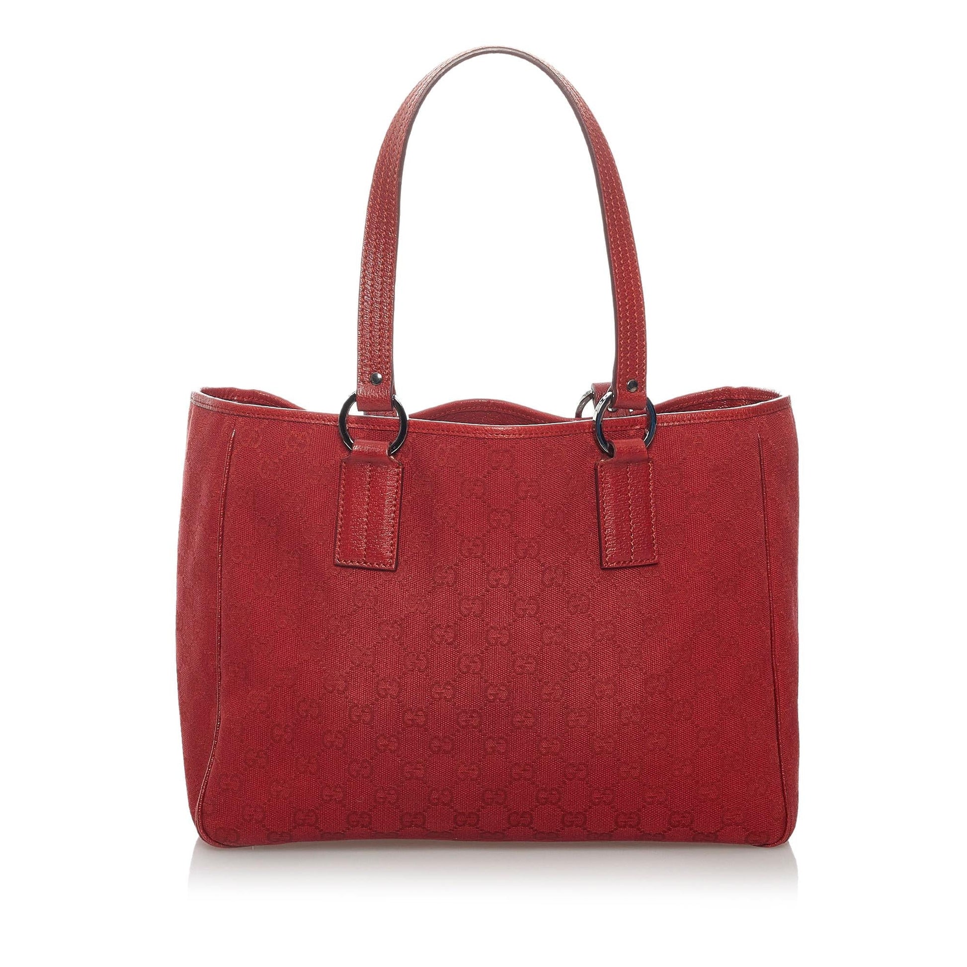 Gucci GG SHG Canvas Red Tote Bag 5