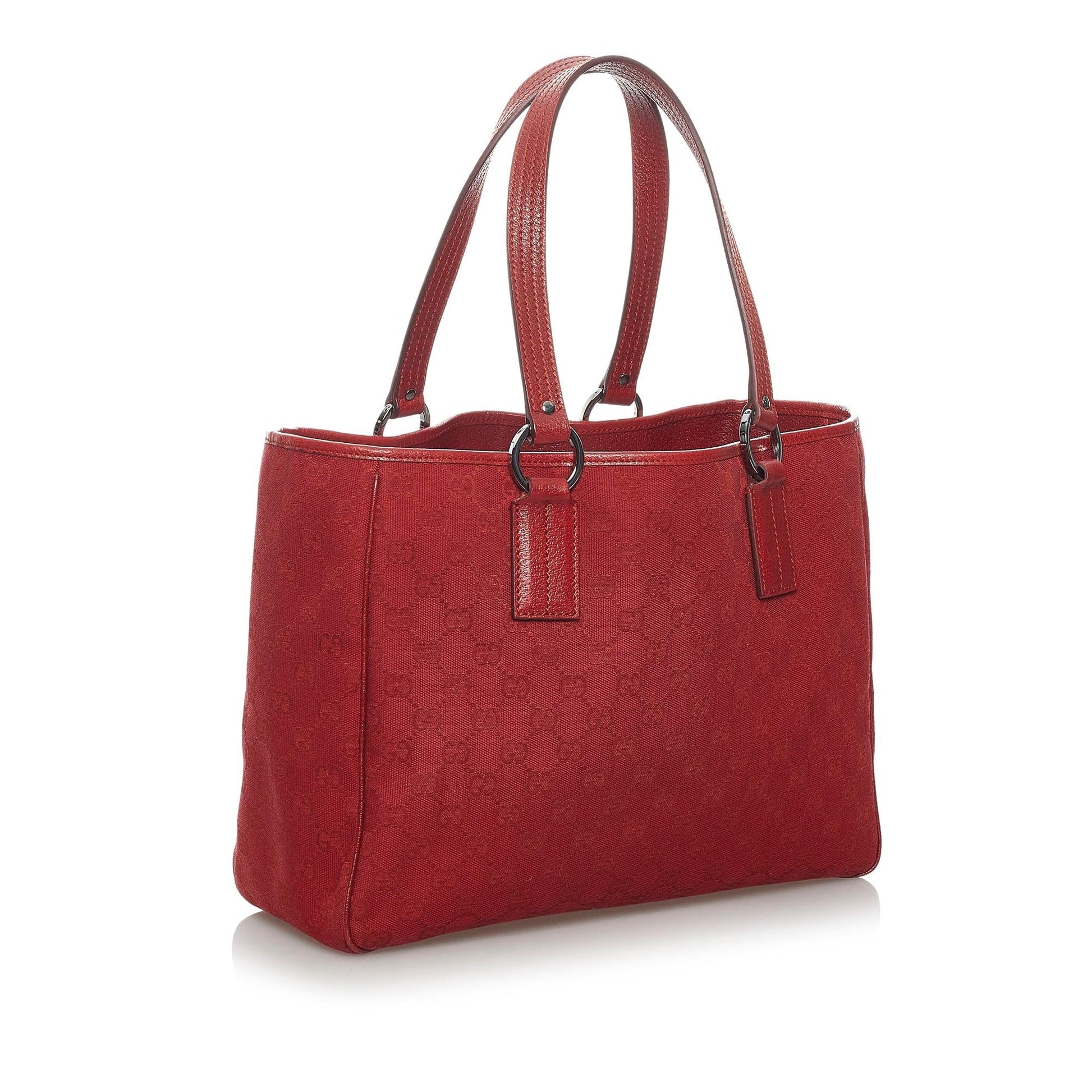 Gucci GG SHG Canvas Red Tote Bag 5