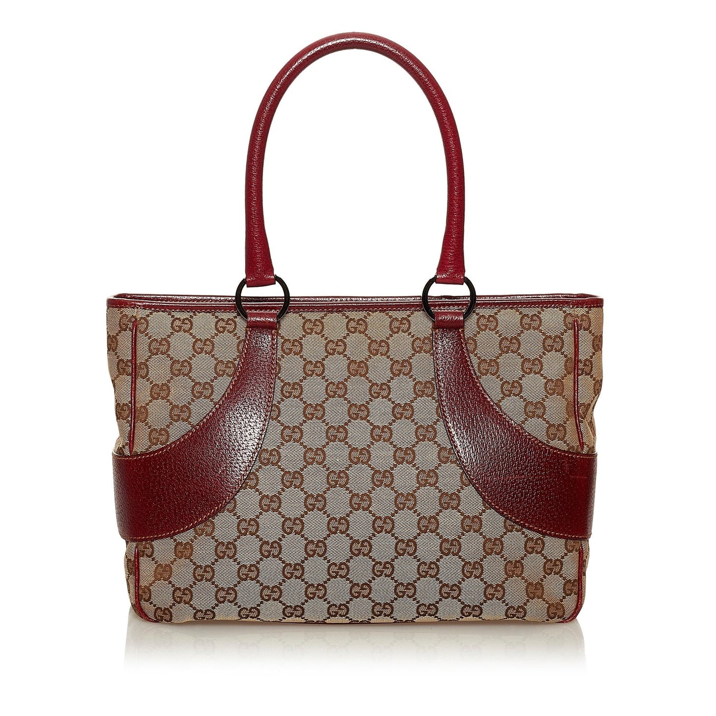 Gucci GG SHG Canvas Brown Red Tote Bag 3
