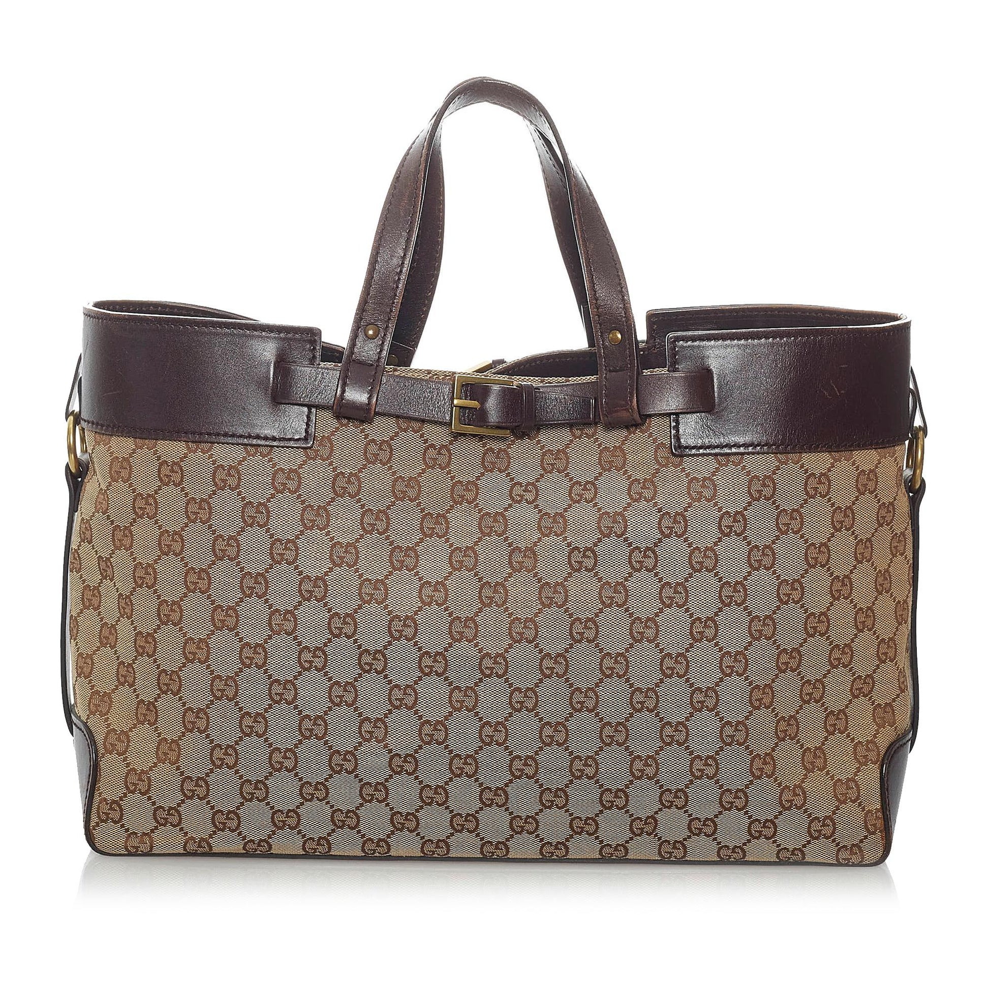Gucci GG SHG Canvas Brown Tote Bag 28