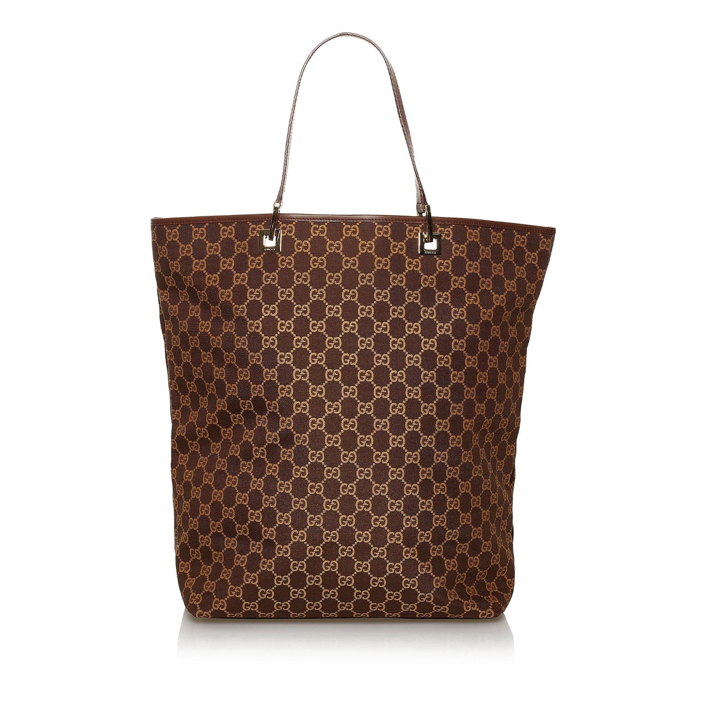 Gucci GG SHG Canvas Calf Brown Tote Bag 7