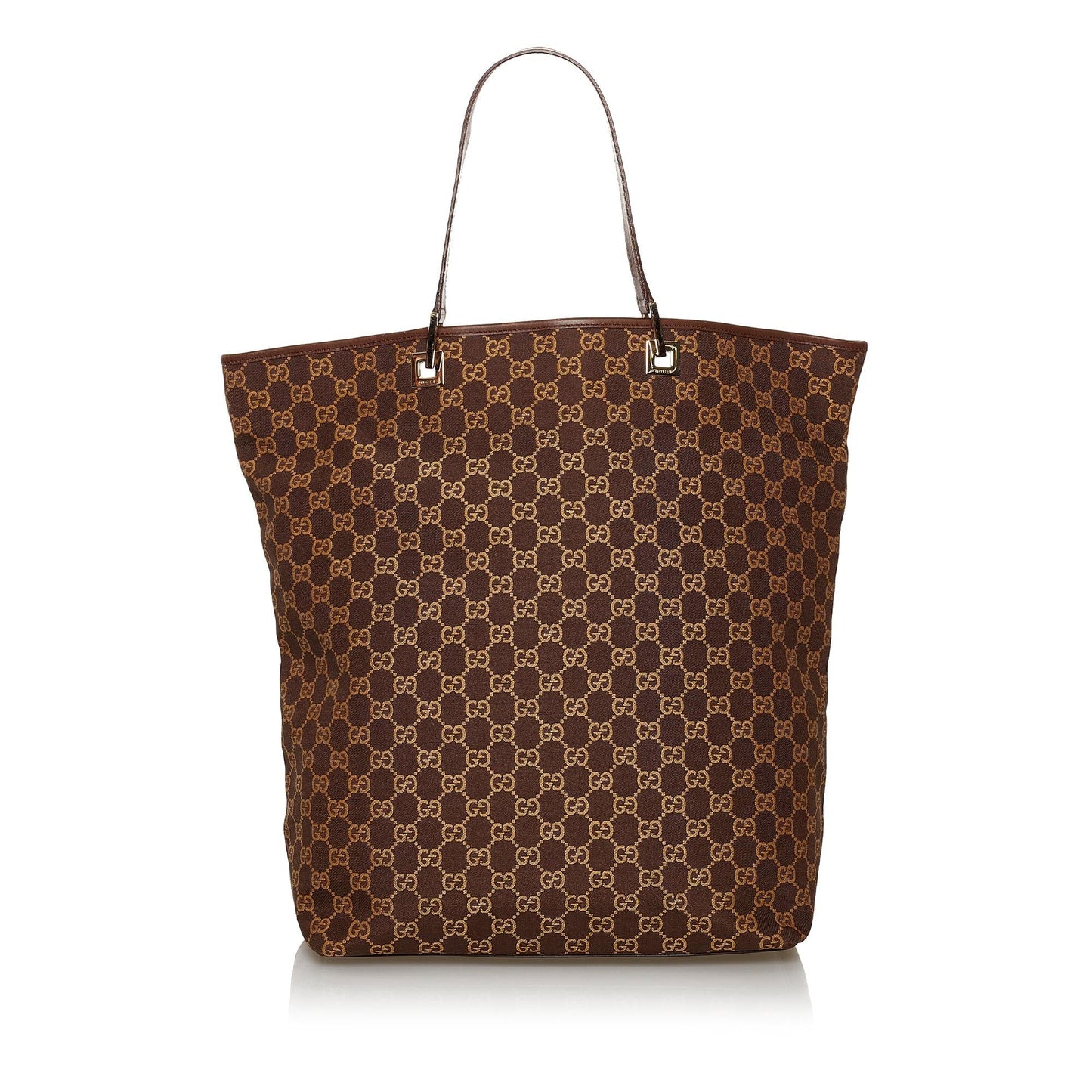 Gucci GG SHG Canvas Calf Brown Tote Bag 7