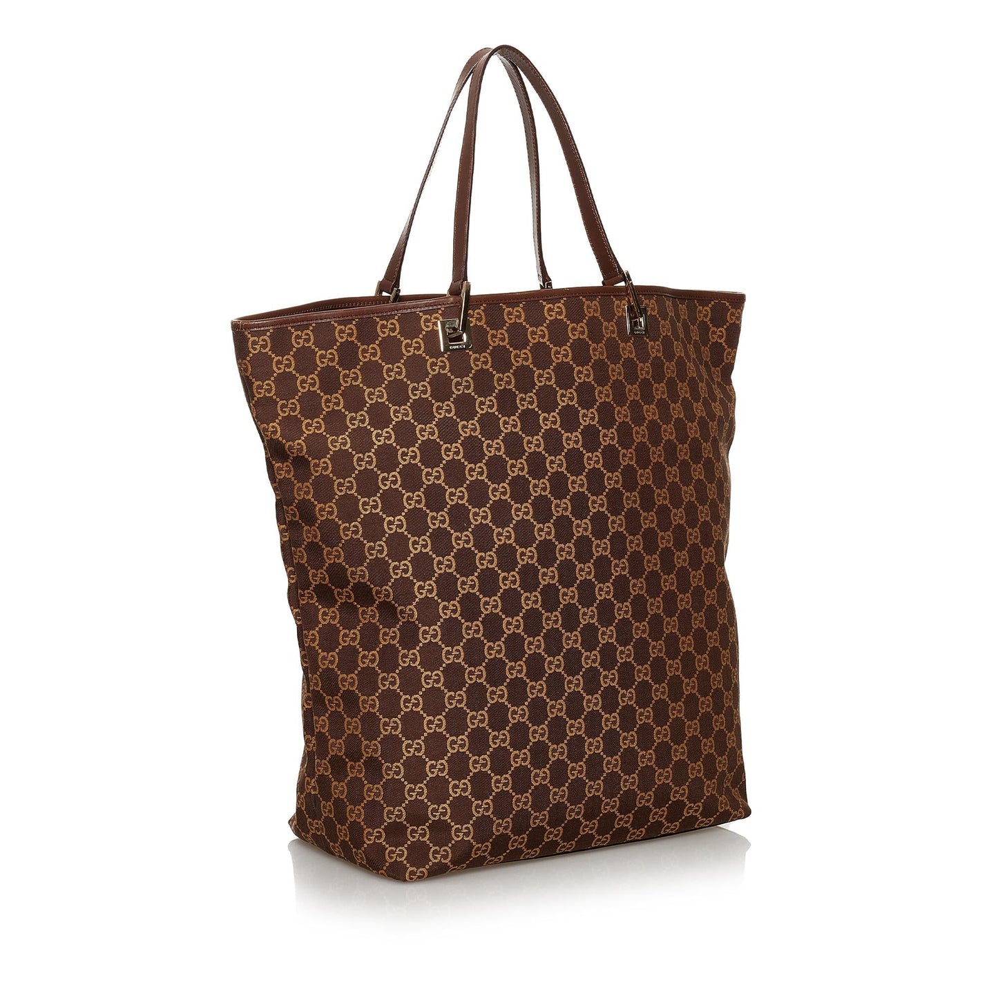 Gucci GG SHG Canvas Calf Brown Tote Bag 7