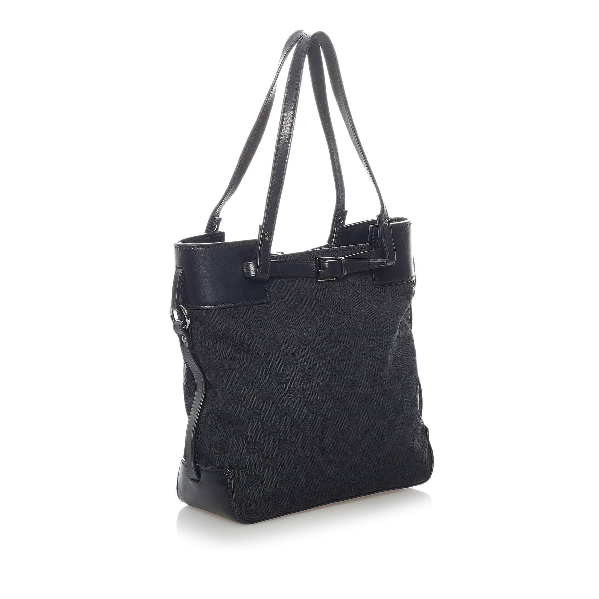 Gucci GG SHG Canvas Black Tote Bag 18
