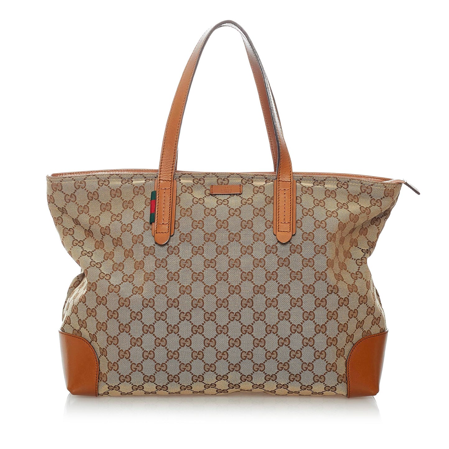Gucci GG SHG Canvas Calf Brown Tote Bag 9