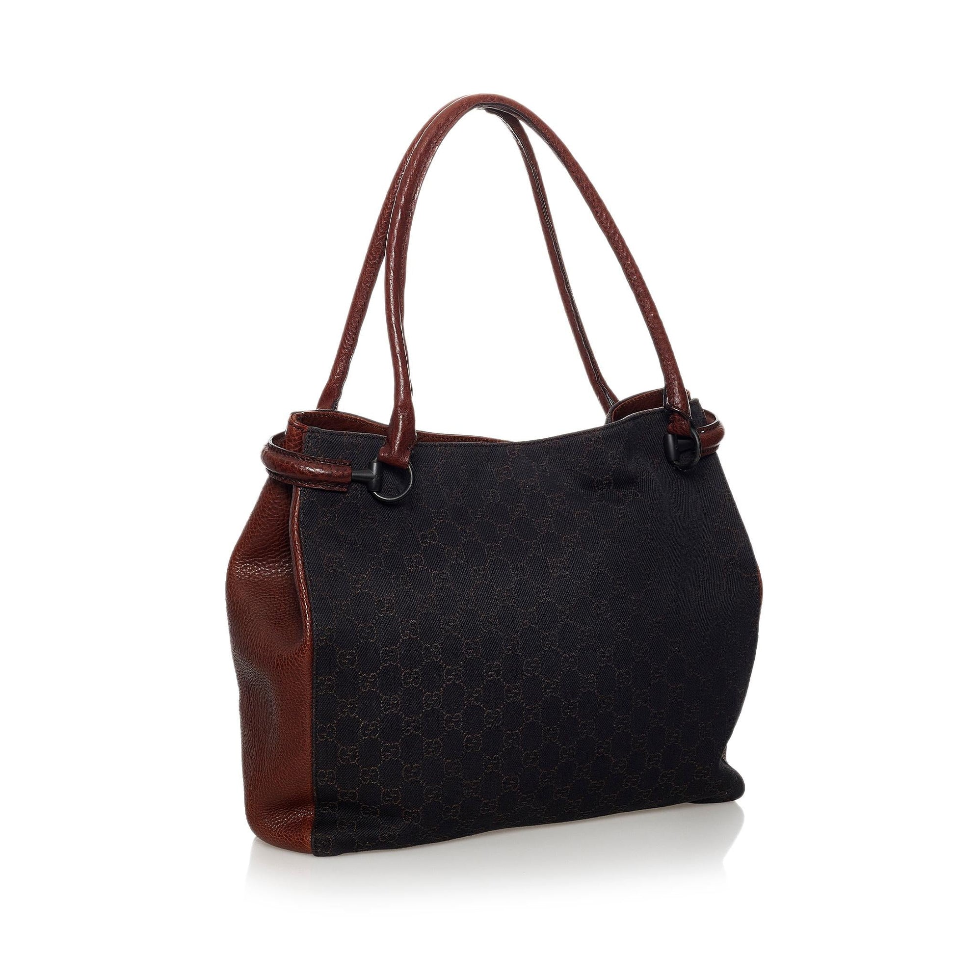 Gucci GG SHG Canvas Black Tote Bag 20