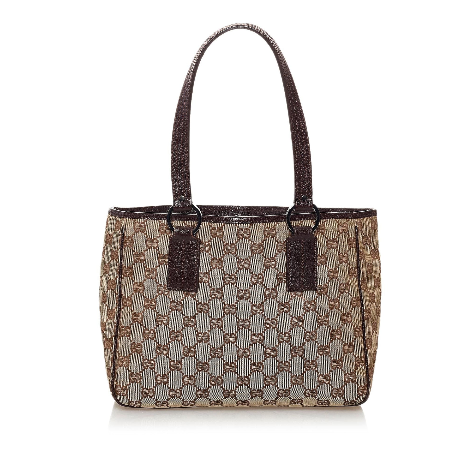 Gucci GG SHG Canvas Brown Tote Bag 34