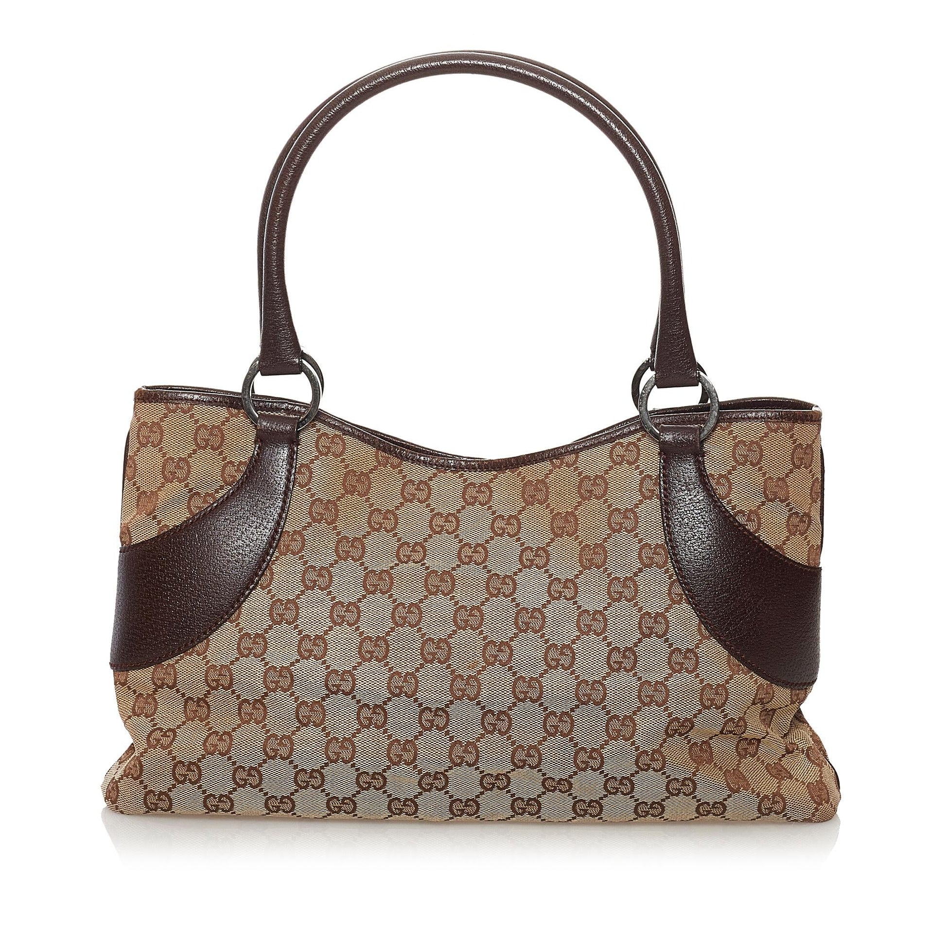 Gucci GG SHG Canvas Brown Tote Bag 36