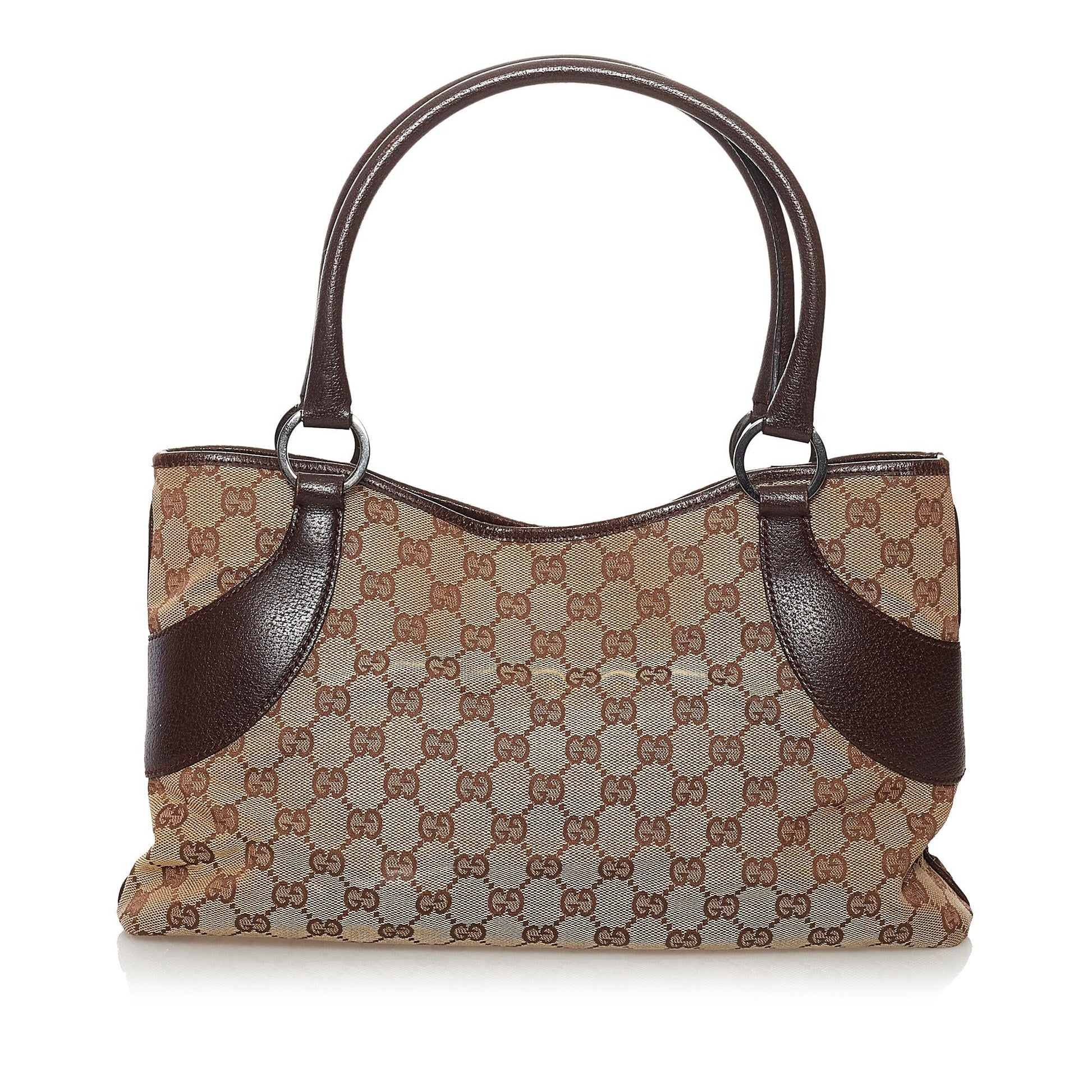 Gucci GG SHG Canvas Brown Tote Bag 36