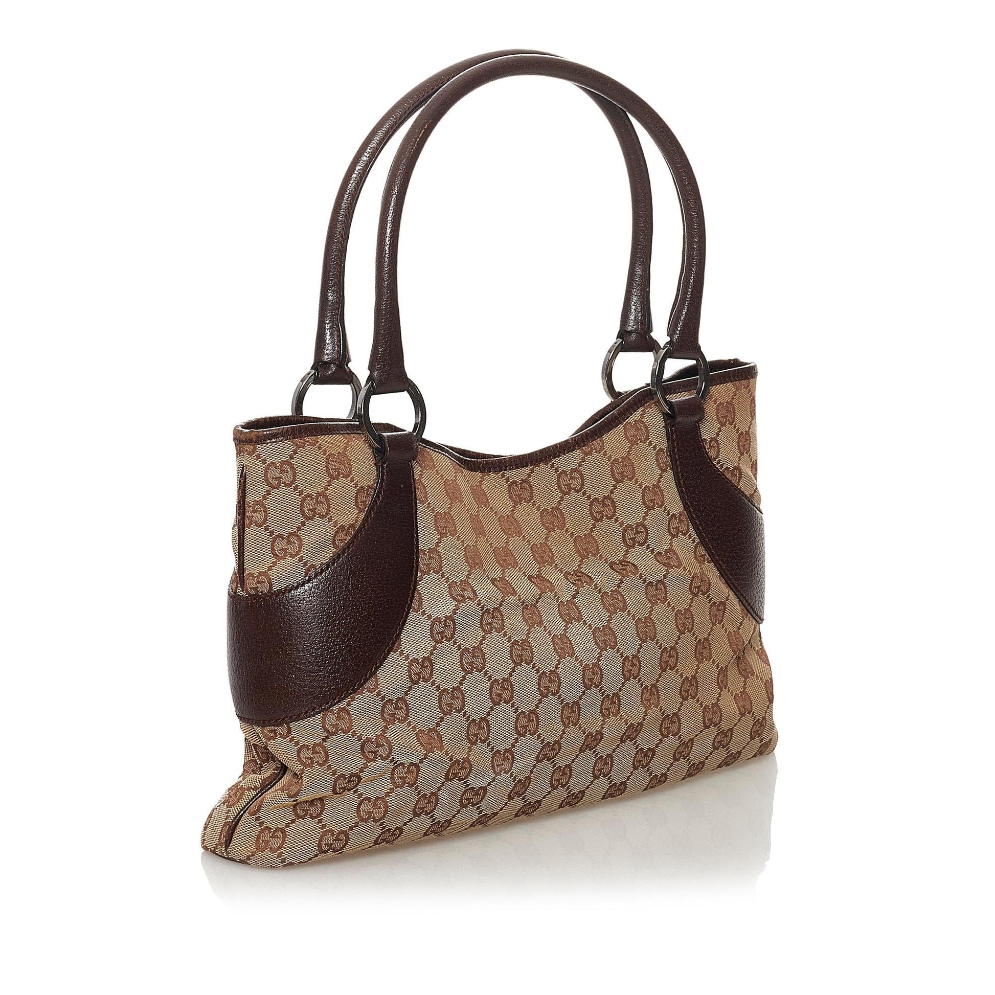Gucci GG SHG Canvas Brown Tote Bag 36