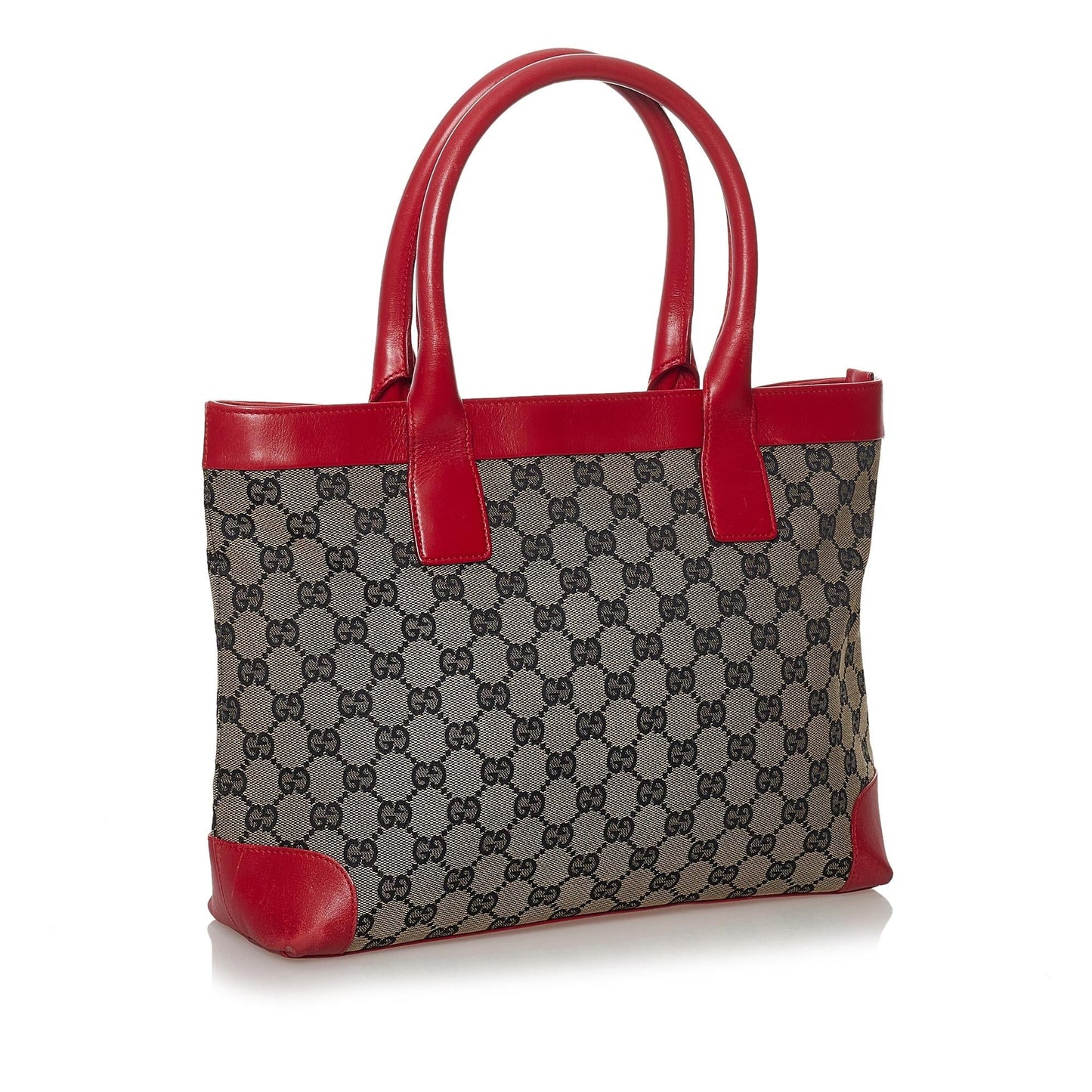 Gucci GG SHG Canvas Brown Red Tote Bag 4