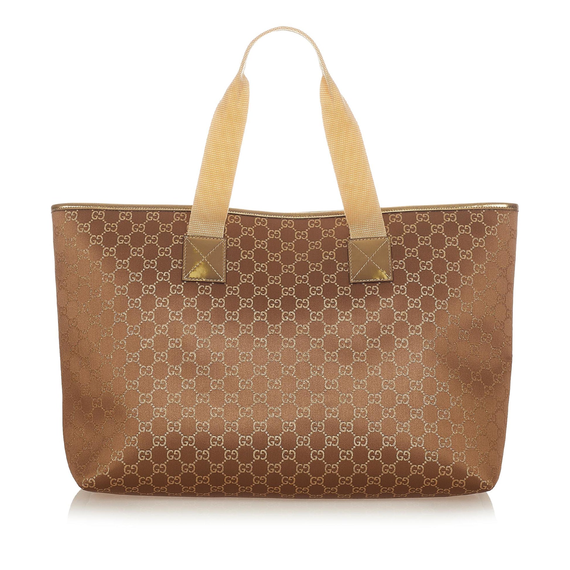 Gucci GG SHG Canvas Brown Gold Tote Bag 3