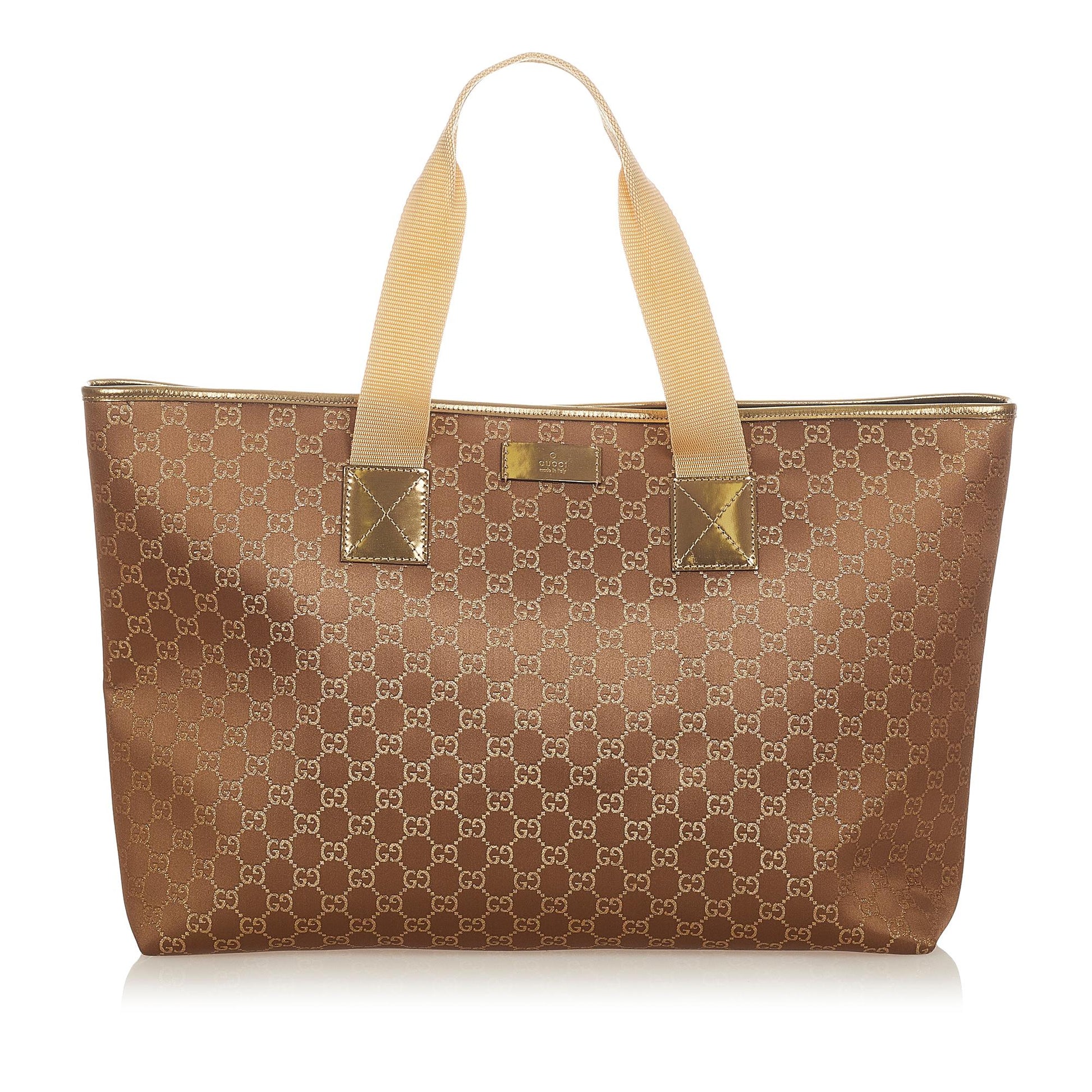 Gucci GG SHG Canvas Brown Gold Tote Bag 3