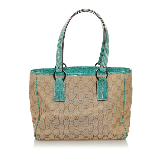 Gucci GG SHG Canvas Brown Green Tote Bag 3