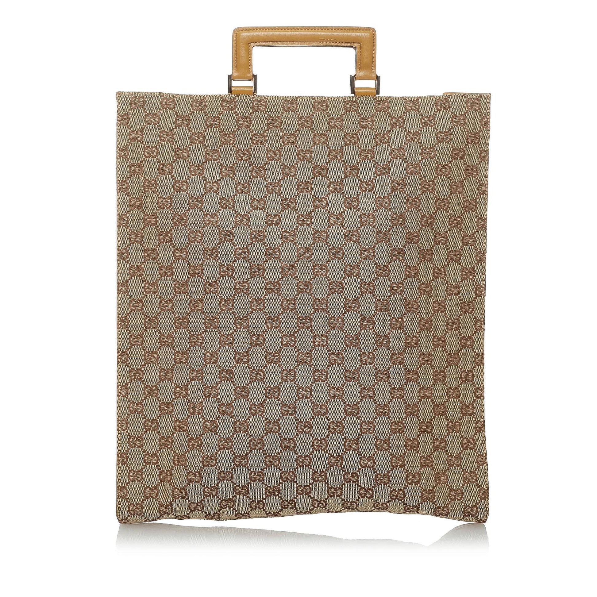 Gucci GG SHG Canvas Calf Brown Tote Bag 13